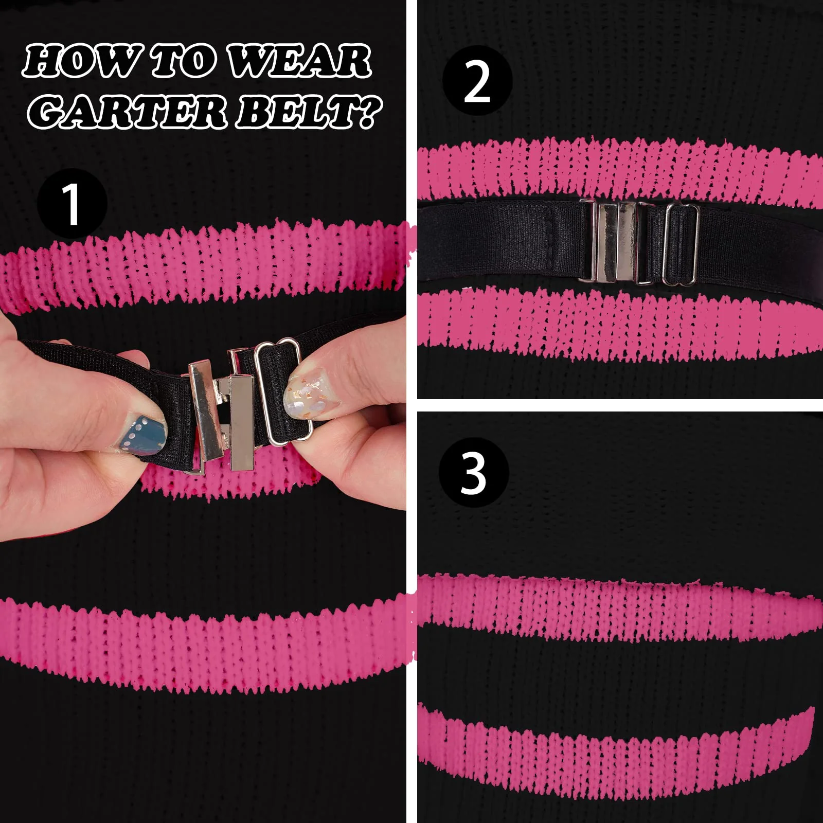 Plus Size Leg Warmers for Women-Black & Pink - Image 5