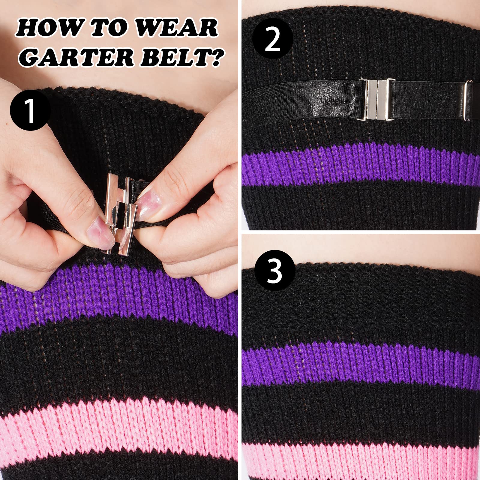 Plus Size Leg Warmers for Women-Black & Rainbow - Image 3