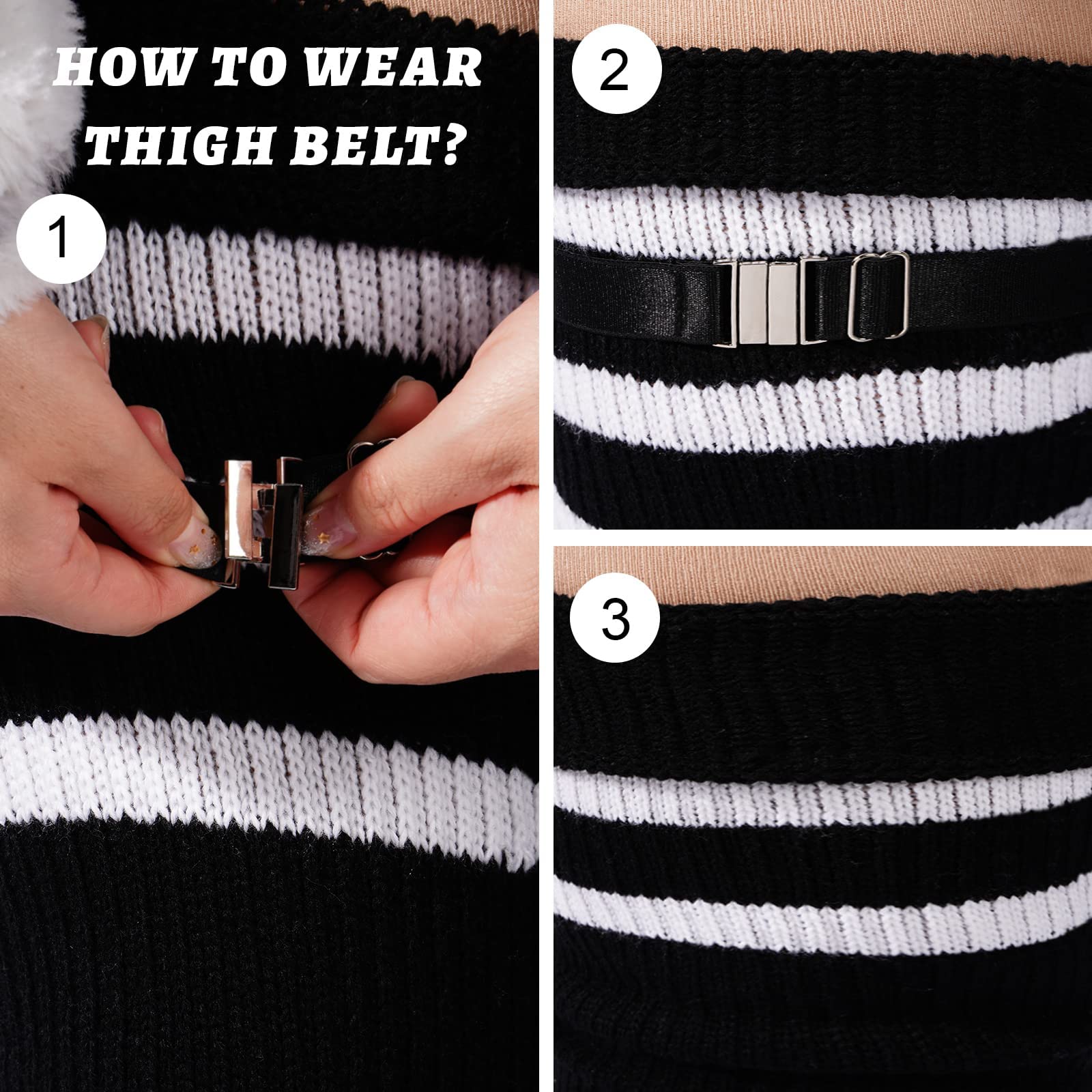 Plus Size Leg Warmers for Women-Black & White - Image 4