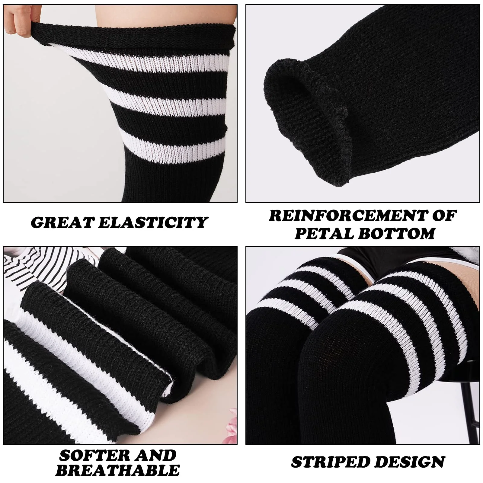 Plus Size Leg Warmers for Women-Black & White - Image 5