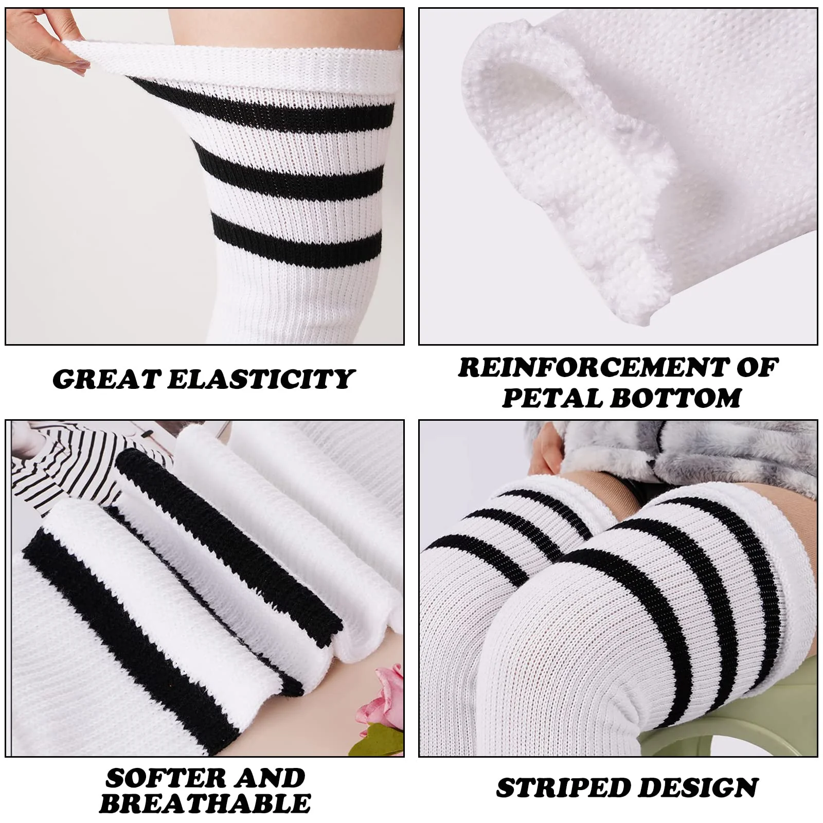 Plus Size Leg Warmers for Women-White & Black - Image 3