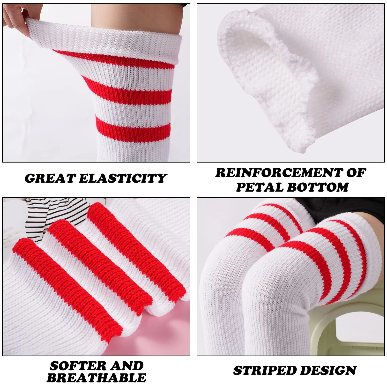 Plus Size Leg Warmers for Women-White & Red - Image 4