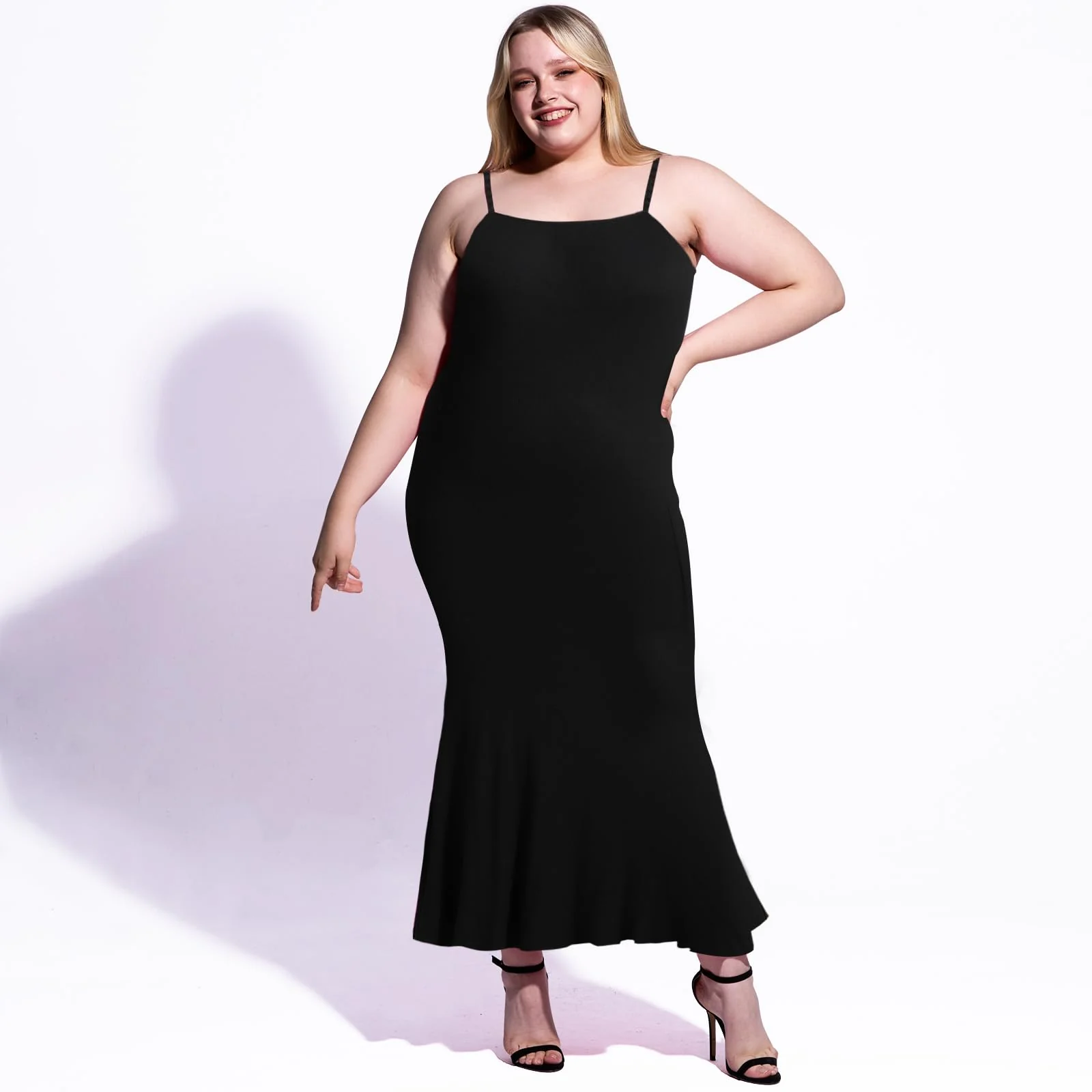 Plus Size Maxi Bodycon Dress - Black - Image 3