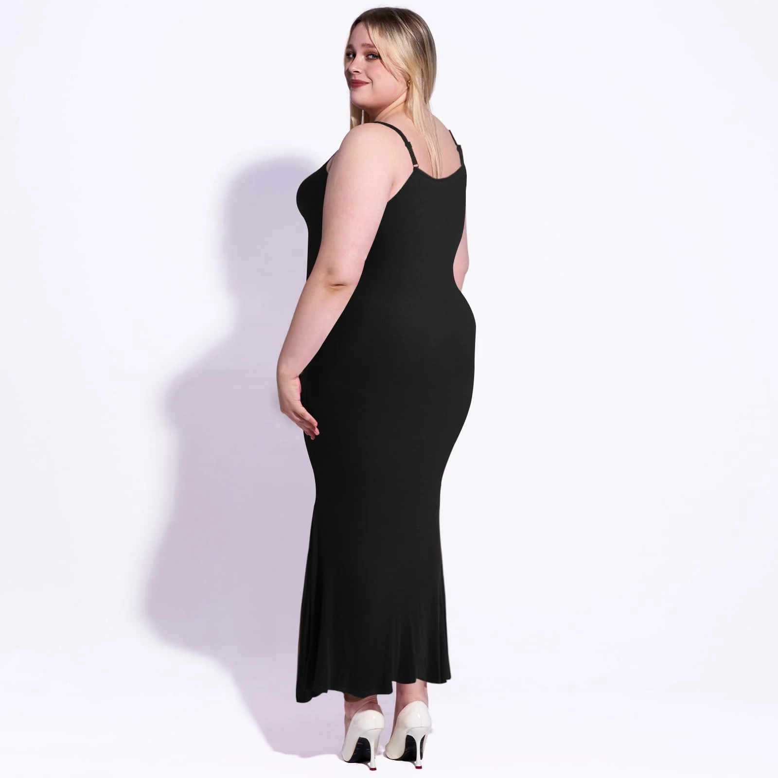 Plus Size Maxi Bodycon Dress - Black - Image 5