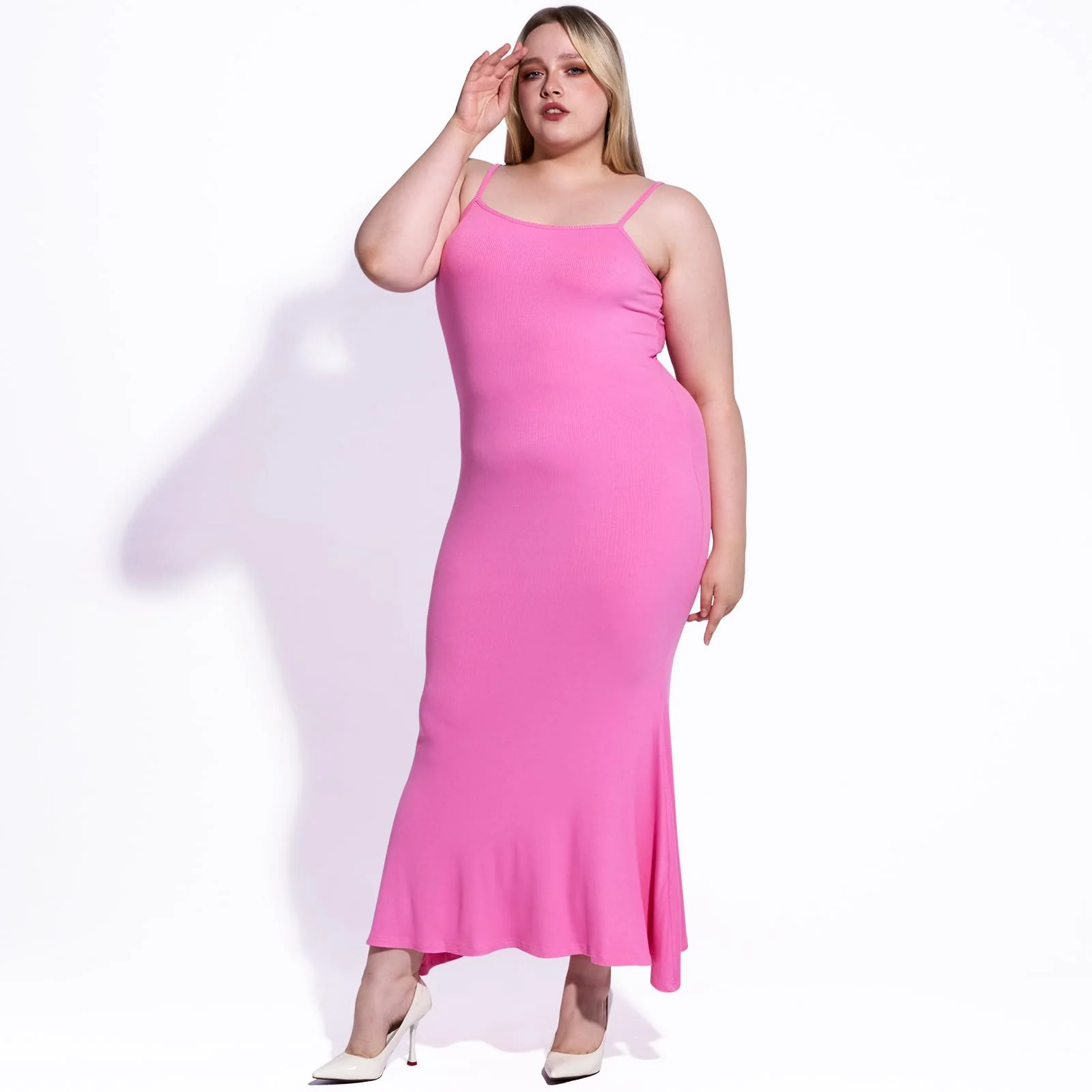 Plus Size Maxi Bodycon Dress - Pink - Image 3