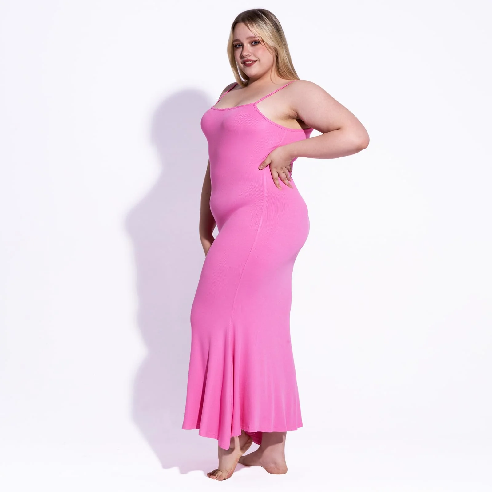 Plus Size Maxi Bodycon Dress - Pink - Image 5