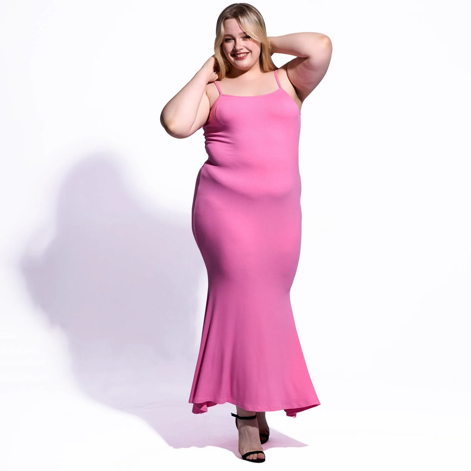 Plus Size Maxi Bodycon Dress - Pink - Image 6