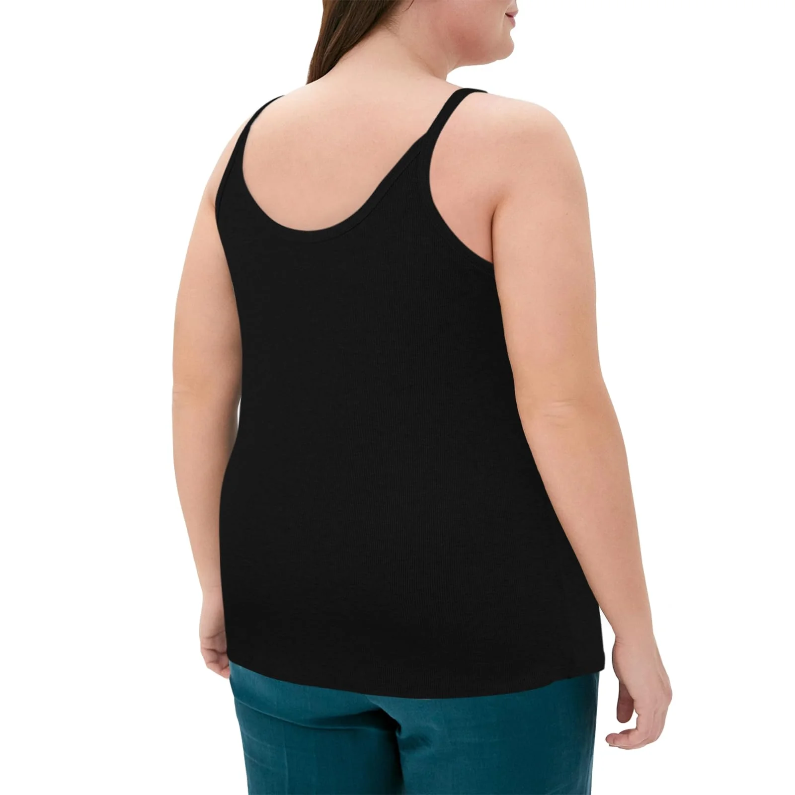 Plus Size Ribbed Tank Tops for Women - Black - Image 3