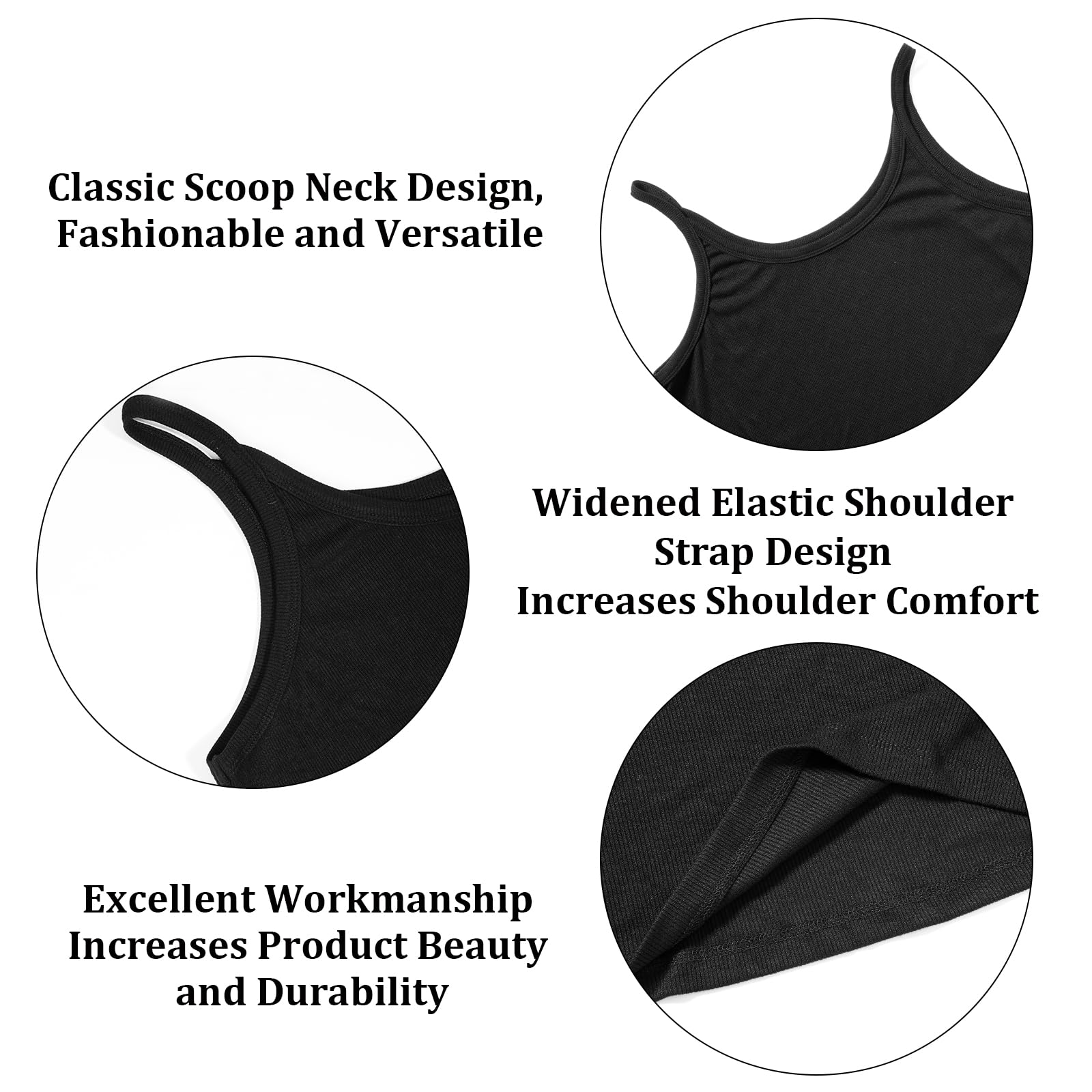 Plus Size Ribbed Tank Tops for Women - Black - Image 5