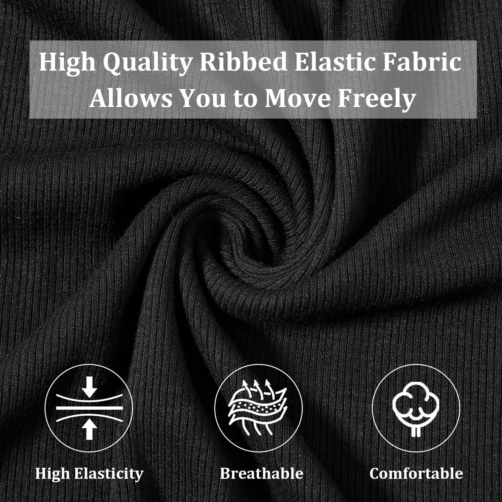 Plus Size Ribbed Tank Tops for Women - Black - Image 6