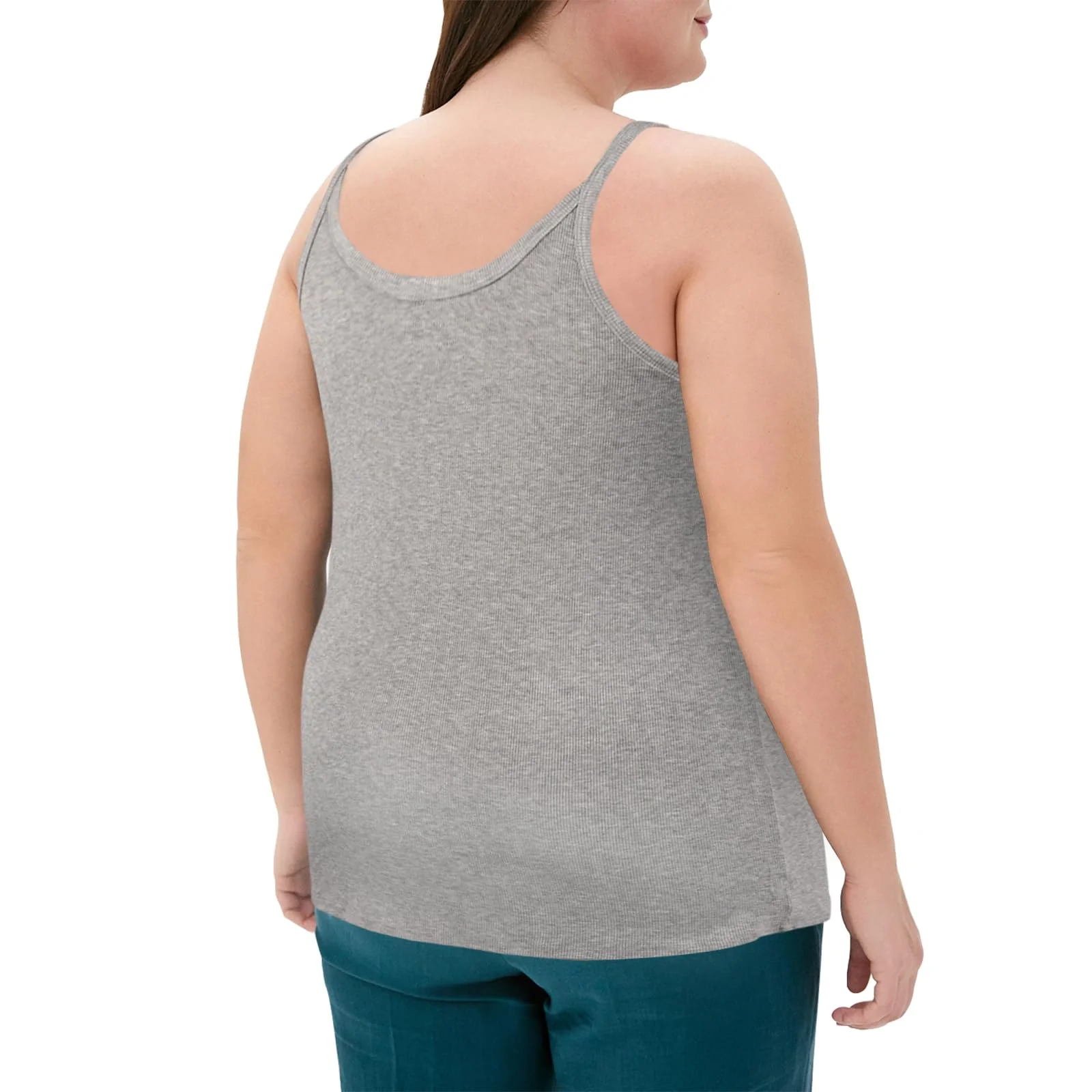 Plus Size Ribbed Tank Tops for Women - Grey - Image 3