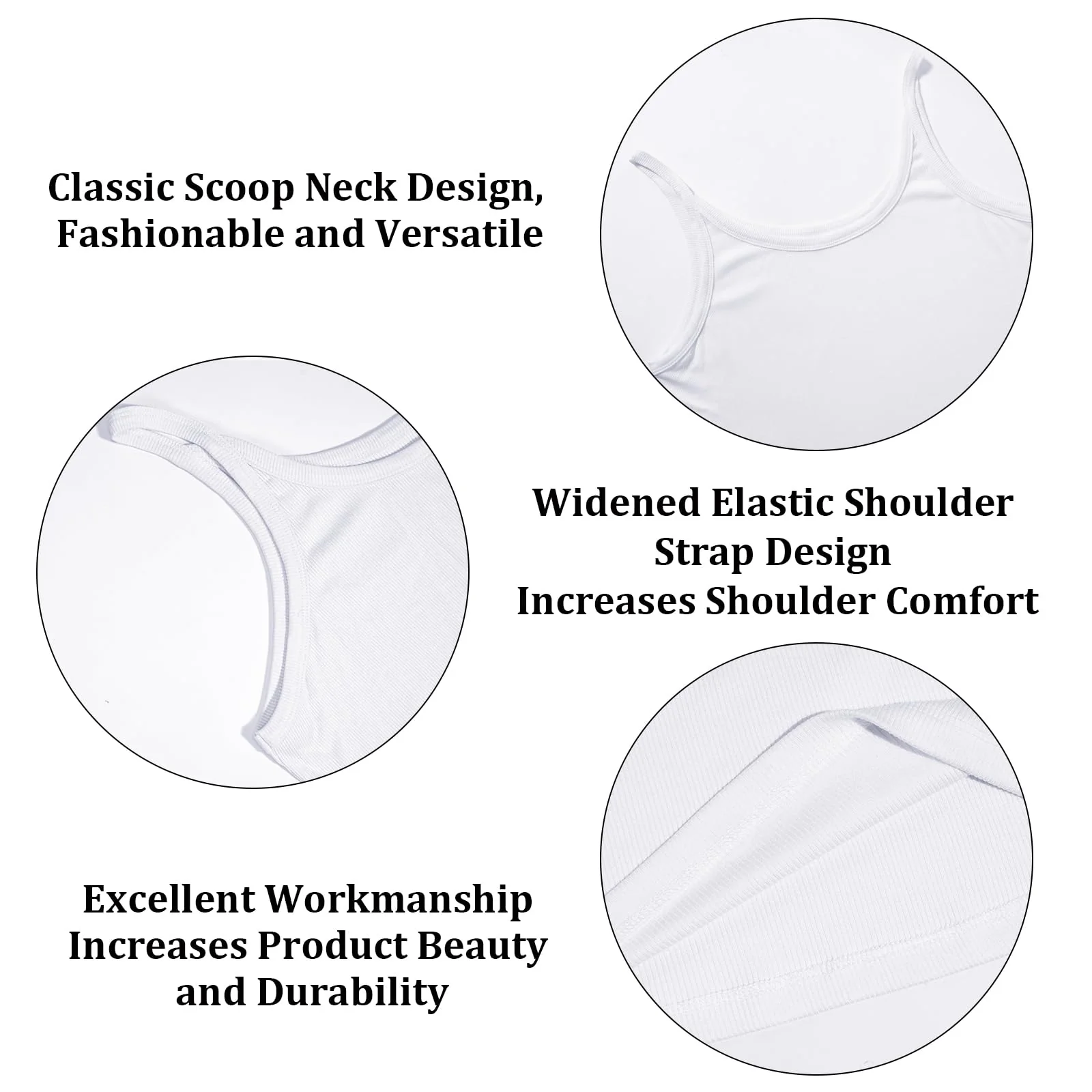 Plus Size Ribbed Tank Tops for Women - White - Image 6