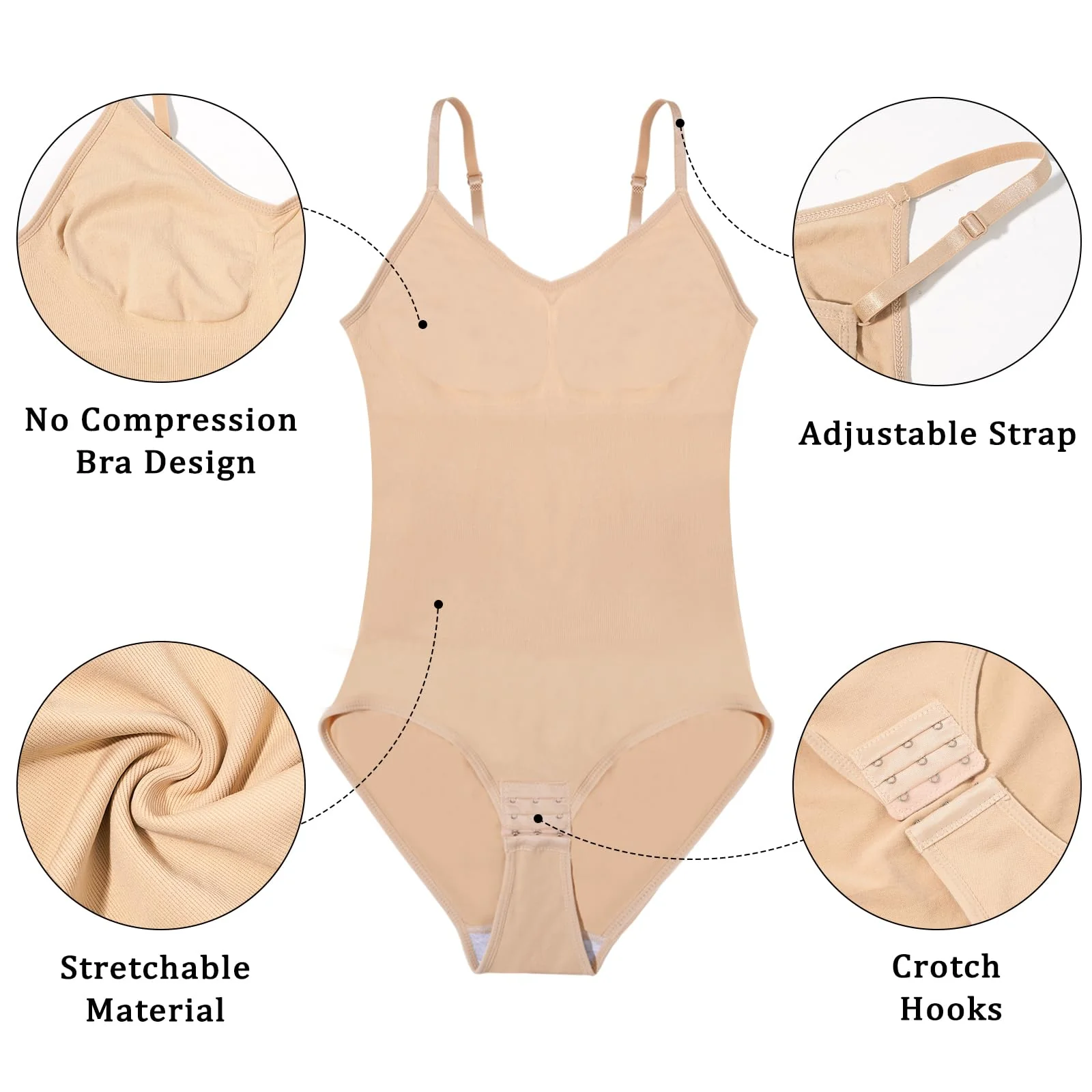 Plus Size Shapewear Bodysuit for Women - Beige Brief - Image 7