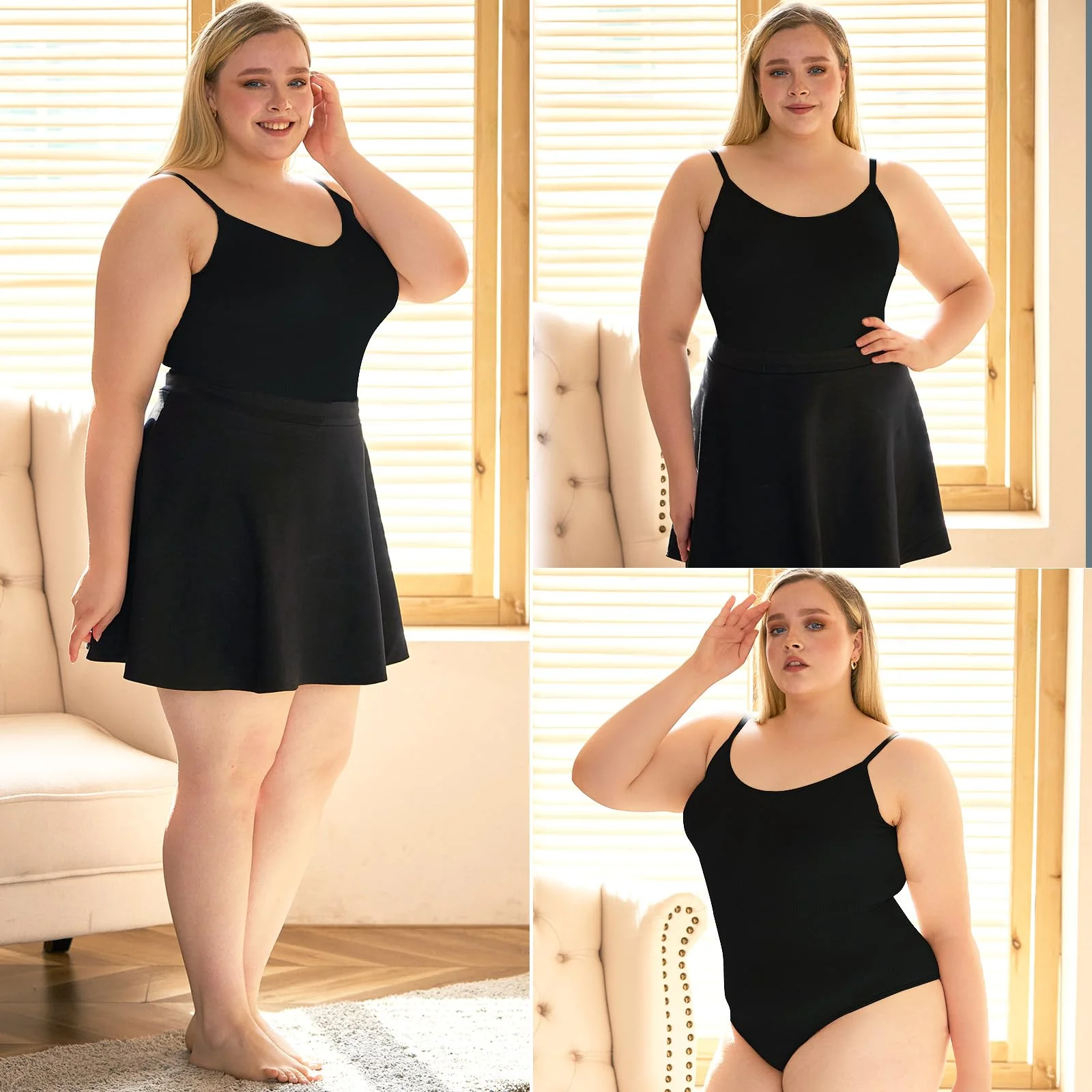 Plus Size Shapewear Bodysuit for Women - Black Thong - Image 3