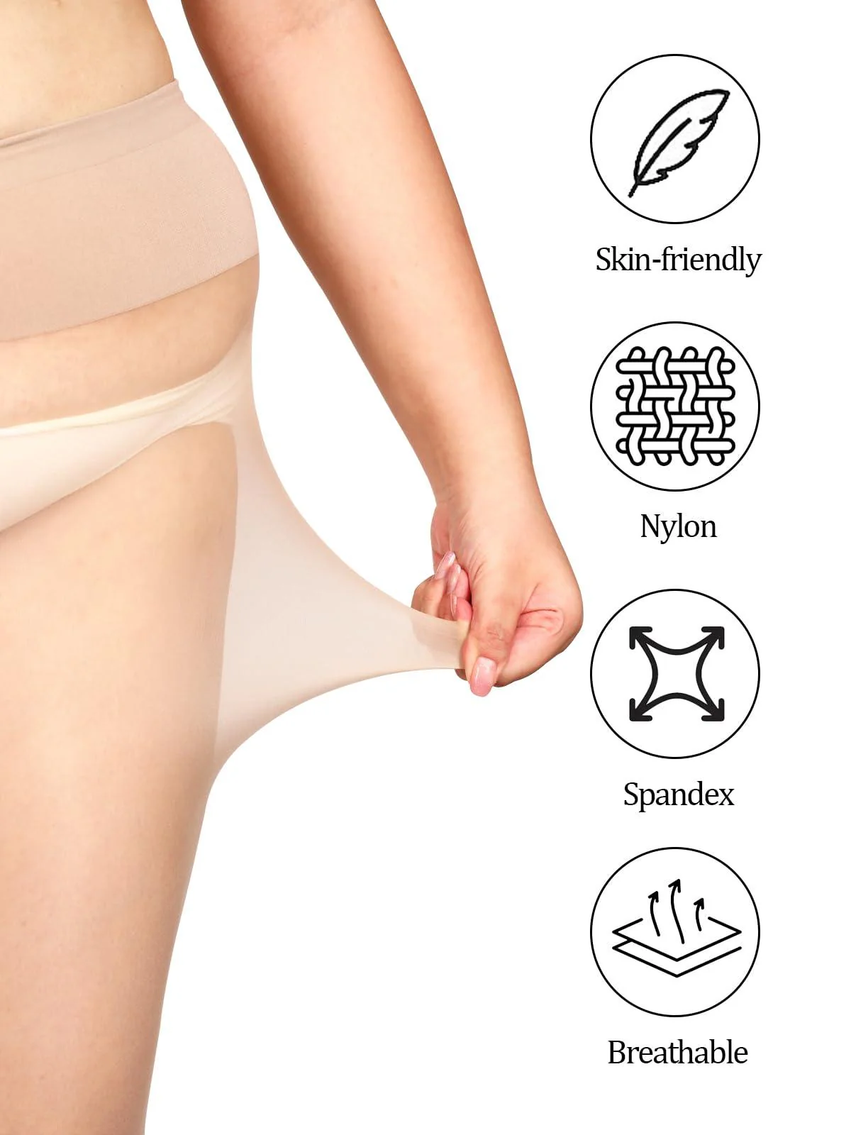 Plus Size Sheer High Waist Stocking-Black&Nude - Image 4