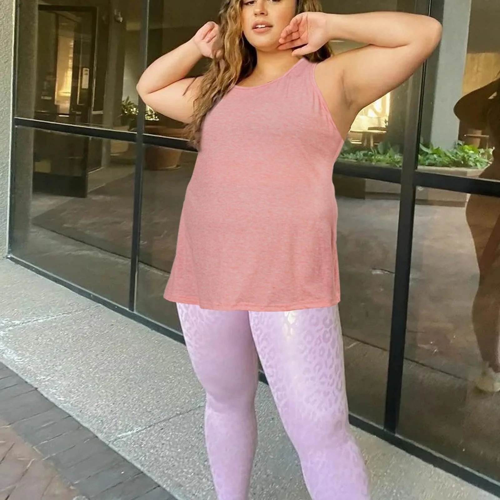 Plus Size Tank Tops for Women Summer Sleeveless T-Shirts Loose-Dark Pink - Image 3