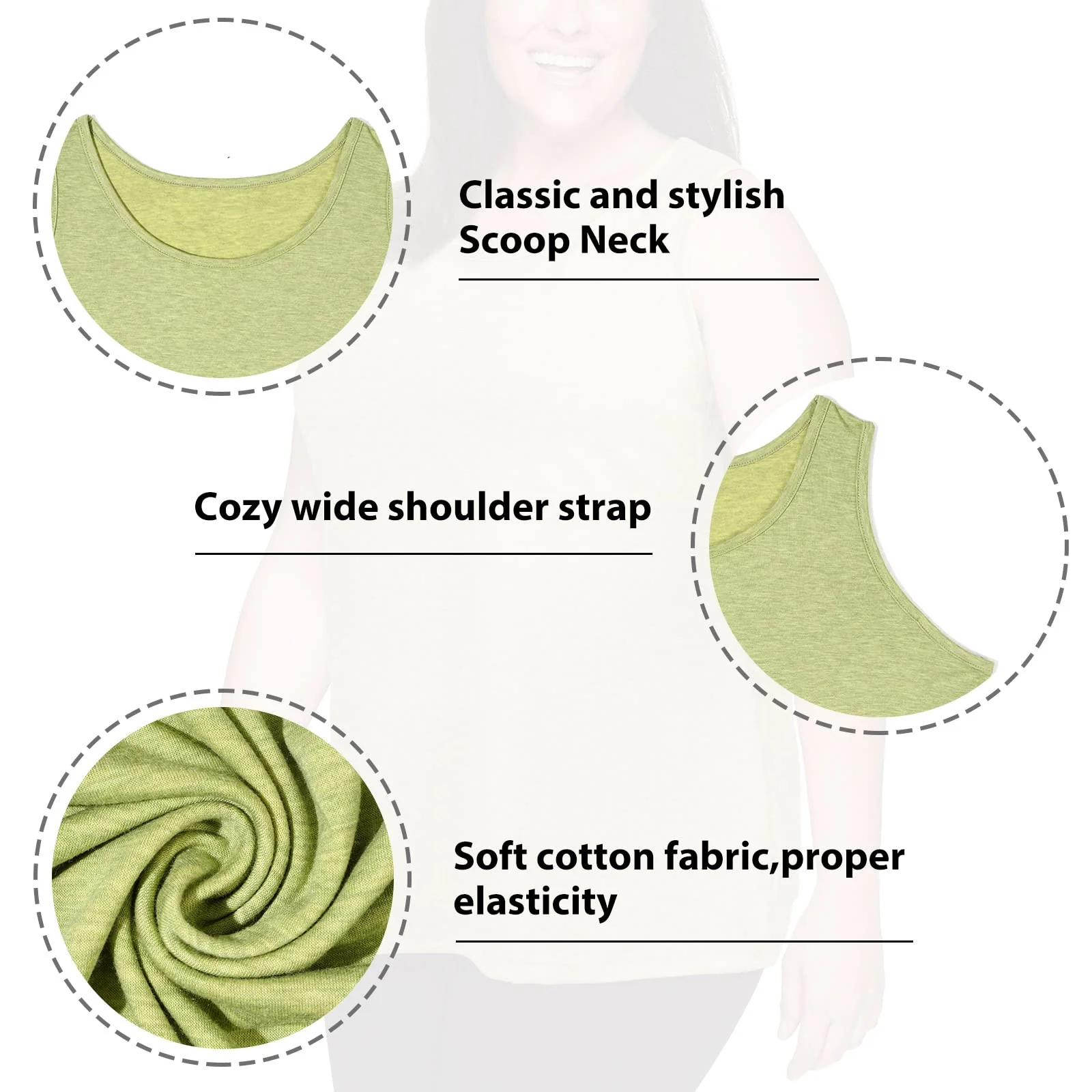 Plus Size Tank Tops for Women Summer Sleeveless T-Shirts Loose-Green - Image 6