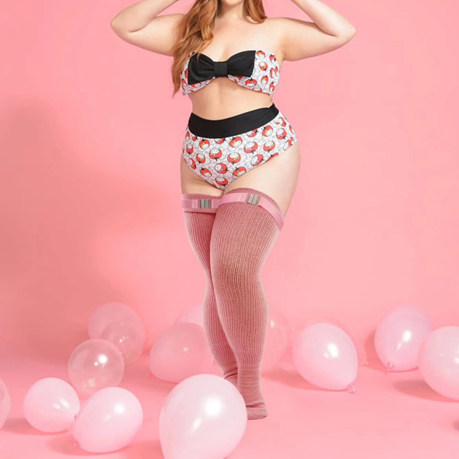 Plus Size Thigh Garter Belt-Pink - Image 5