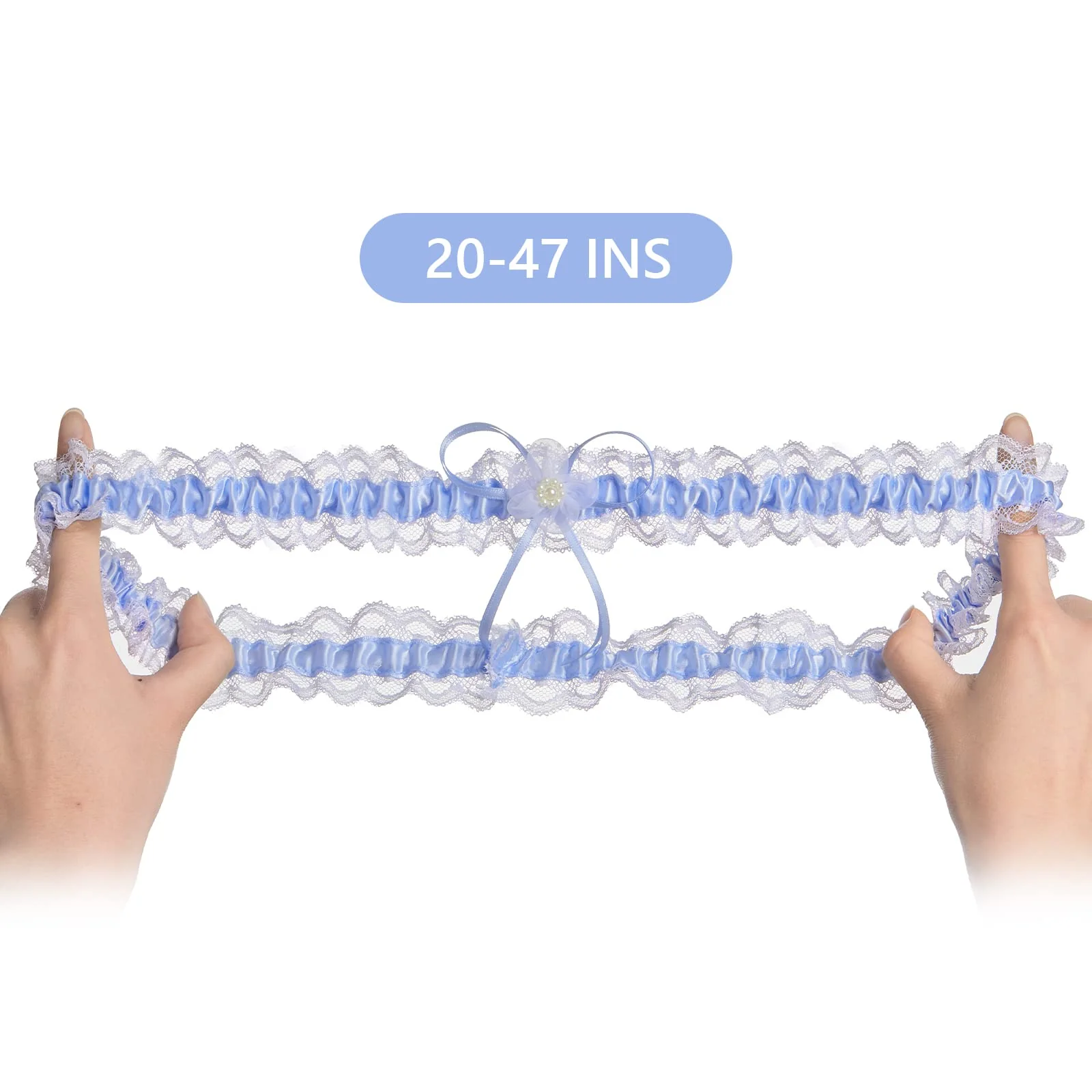 Plus Size Wedding Garters with Elastic Band-Blue - Image 3