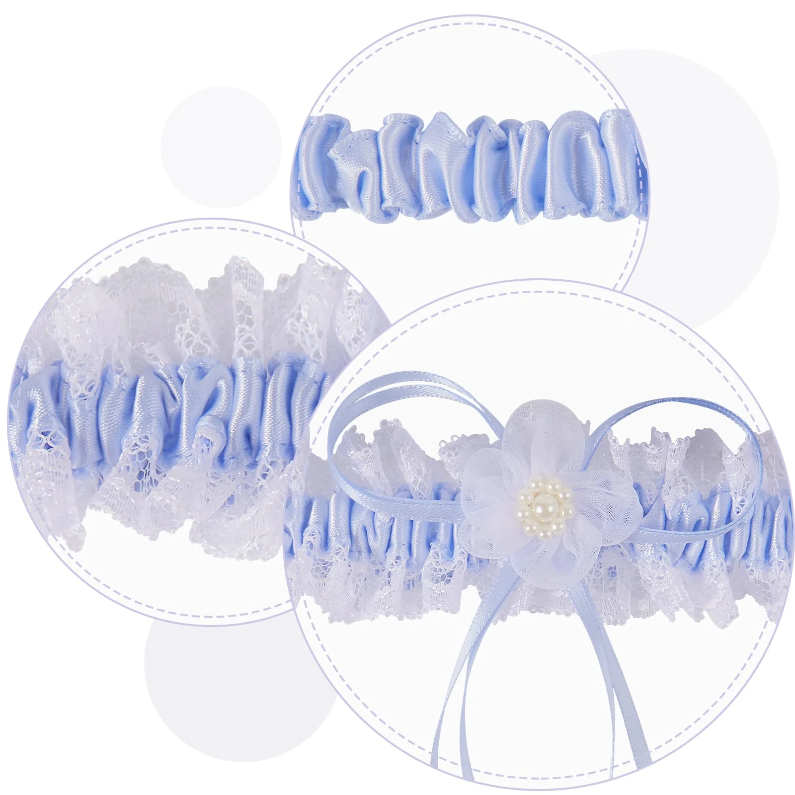 Plus Size Wedding Garters with Elastic Band-Blue - Image 4