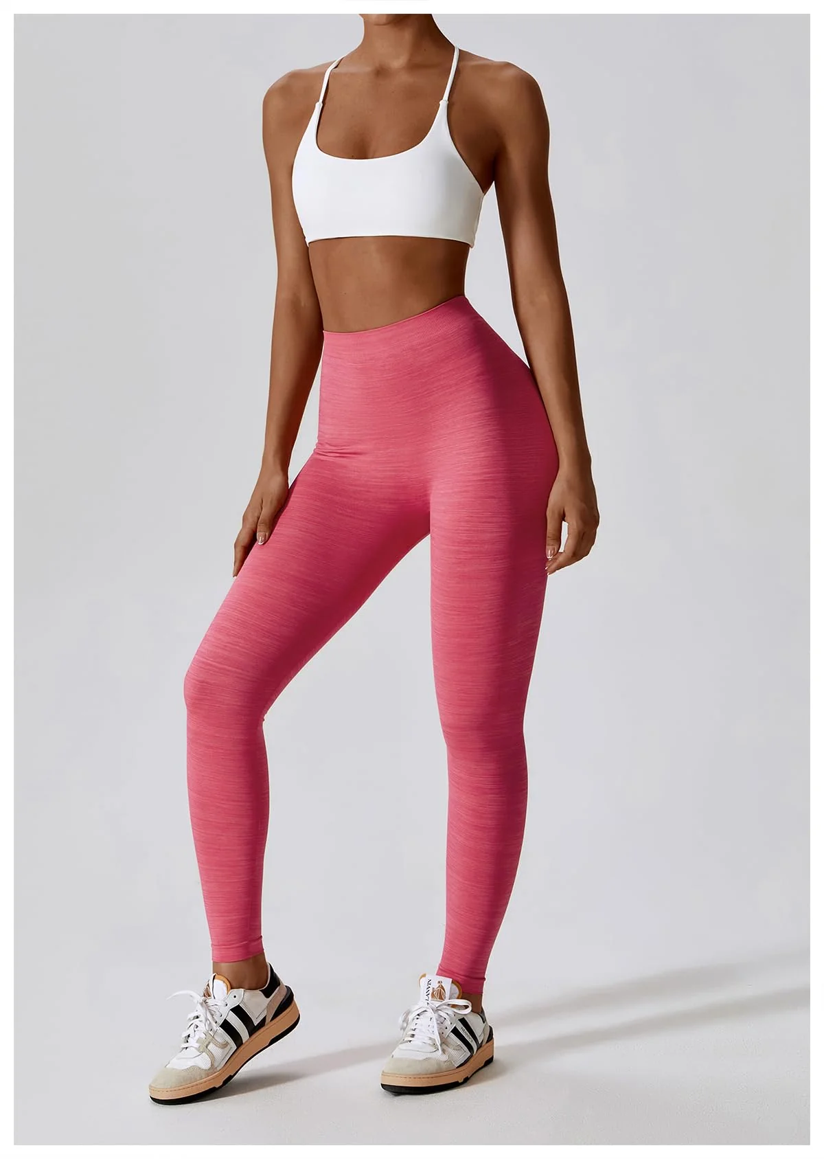 Seamless Scrunch Butt Lifting V Back Leggings - Pink - Image 3
