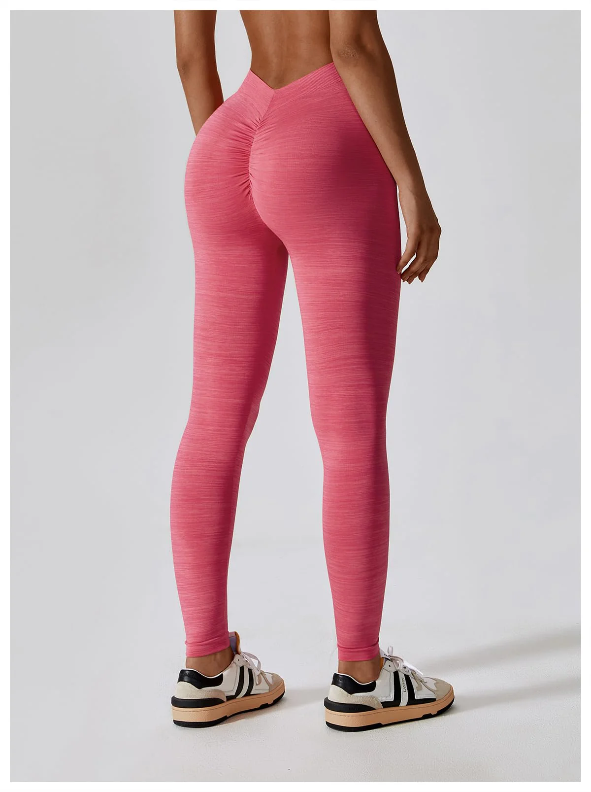 Seamless Scrunch Butt Lifting V Back Leggings - Pink - Image 5