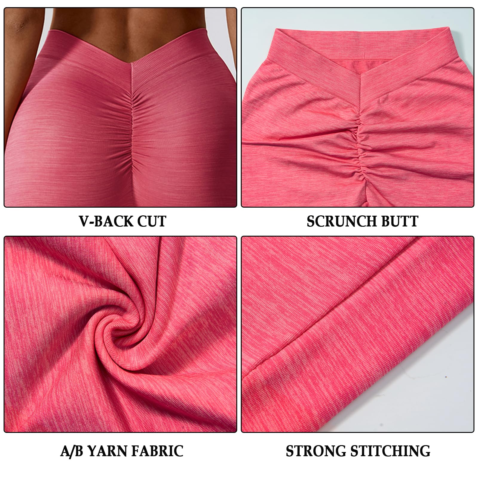 Seamless Scrunch Butt Lifting V Back Leggings - Pink - Image 6