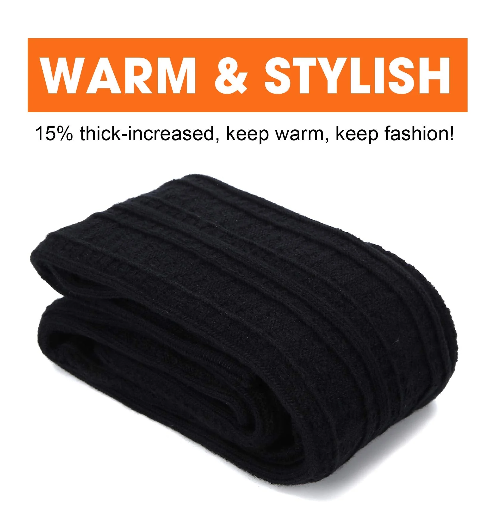 Thigh High Socks Boot Sock Women-Black - Image 4