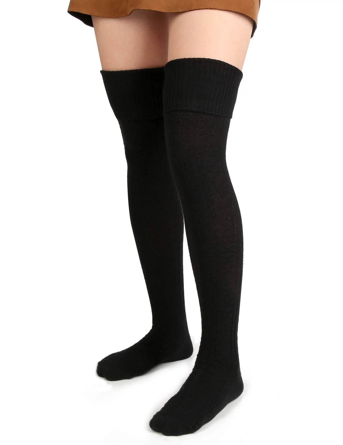 Thigh High Socks Boot Sock Women-Black - Image 6