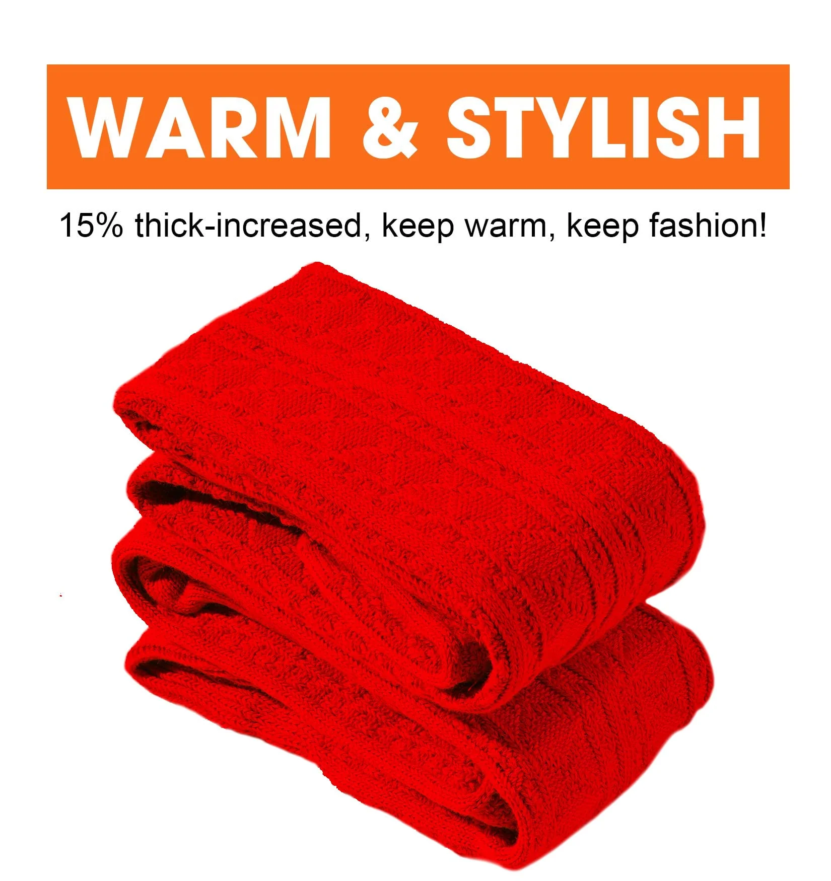 Thigh High Socks Boot Sock Women-Christmas Red - Image 4