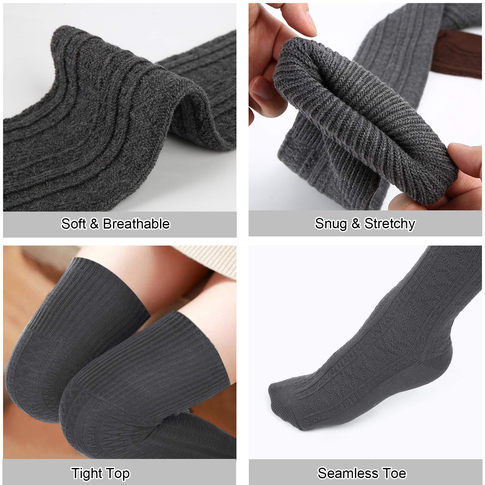 Thigh High Socks Boot Sock Women-Dark Grey - Image 5