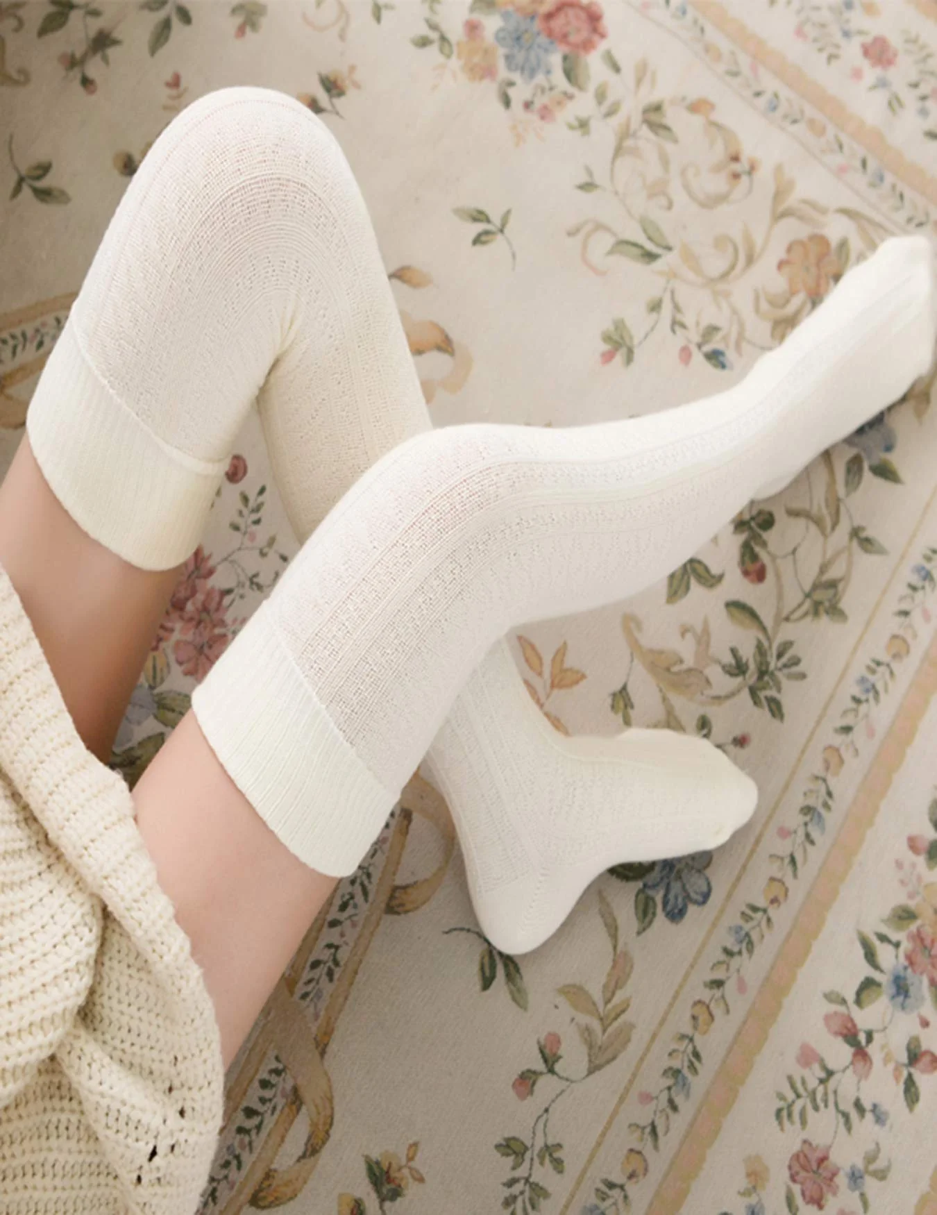 Thigh High Socks Boot Sock Women-White - Image 10