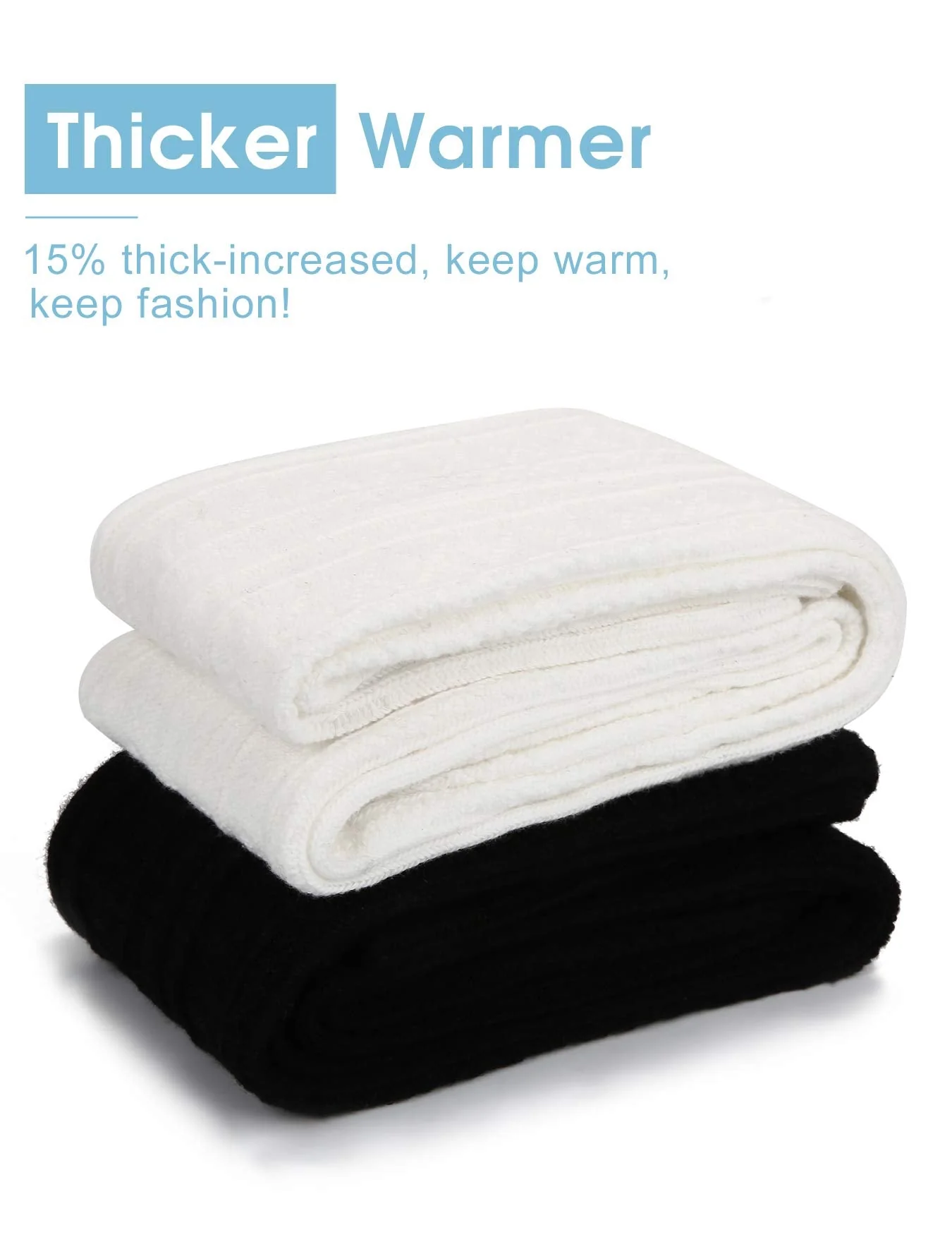 Thigh High Socks Boot Sock Women-White - Image 11