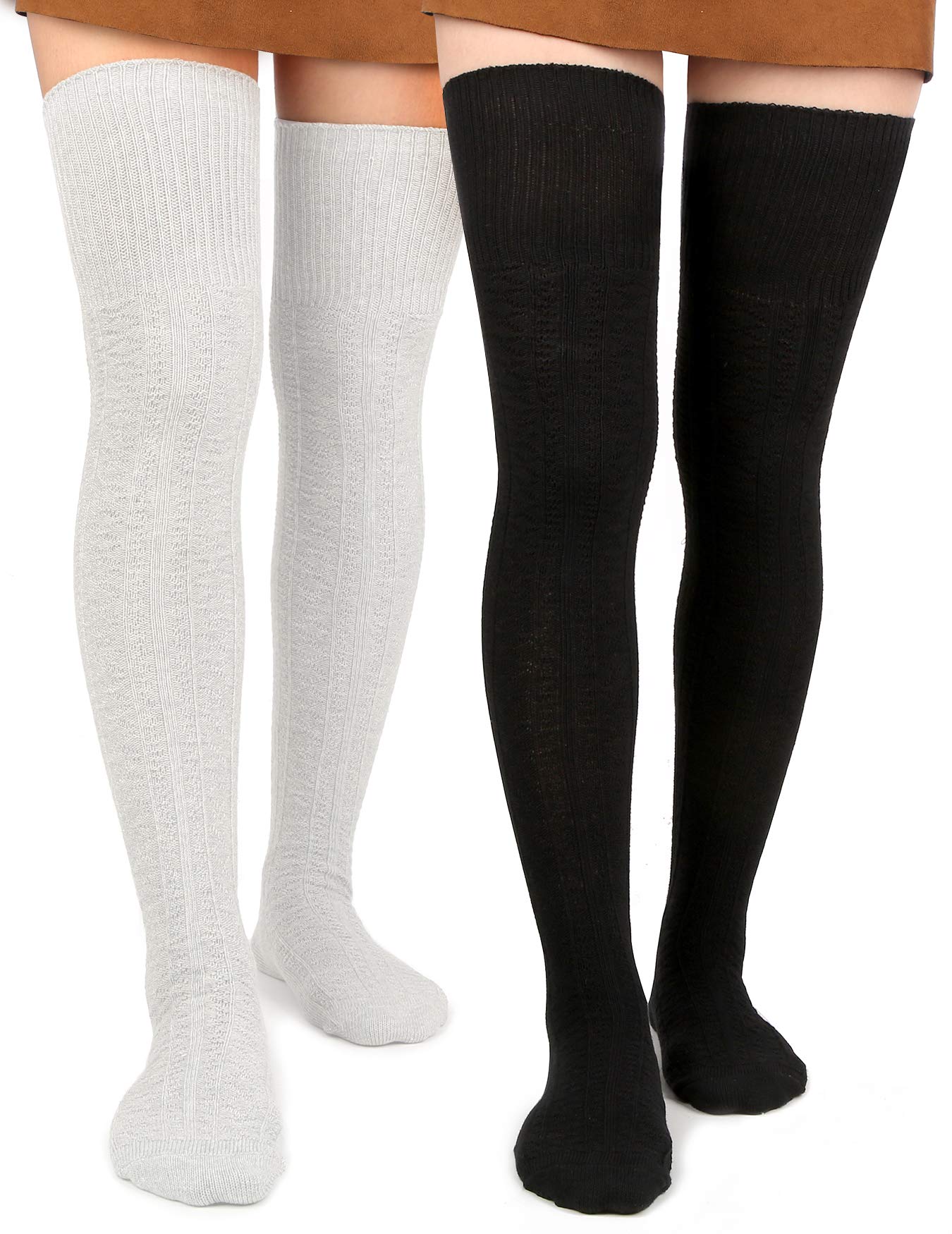 Thigh High Socks Boot Sock Women-White - Image 7