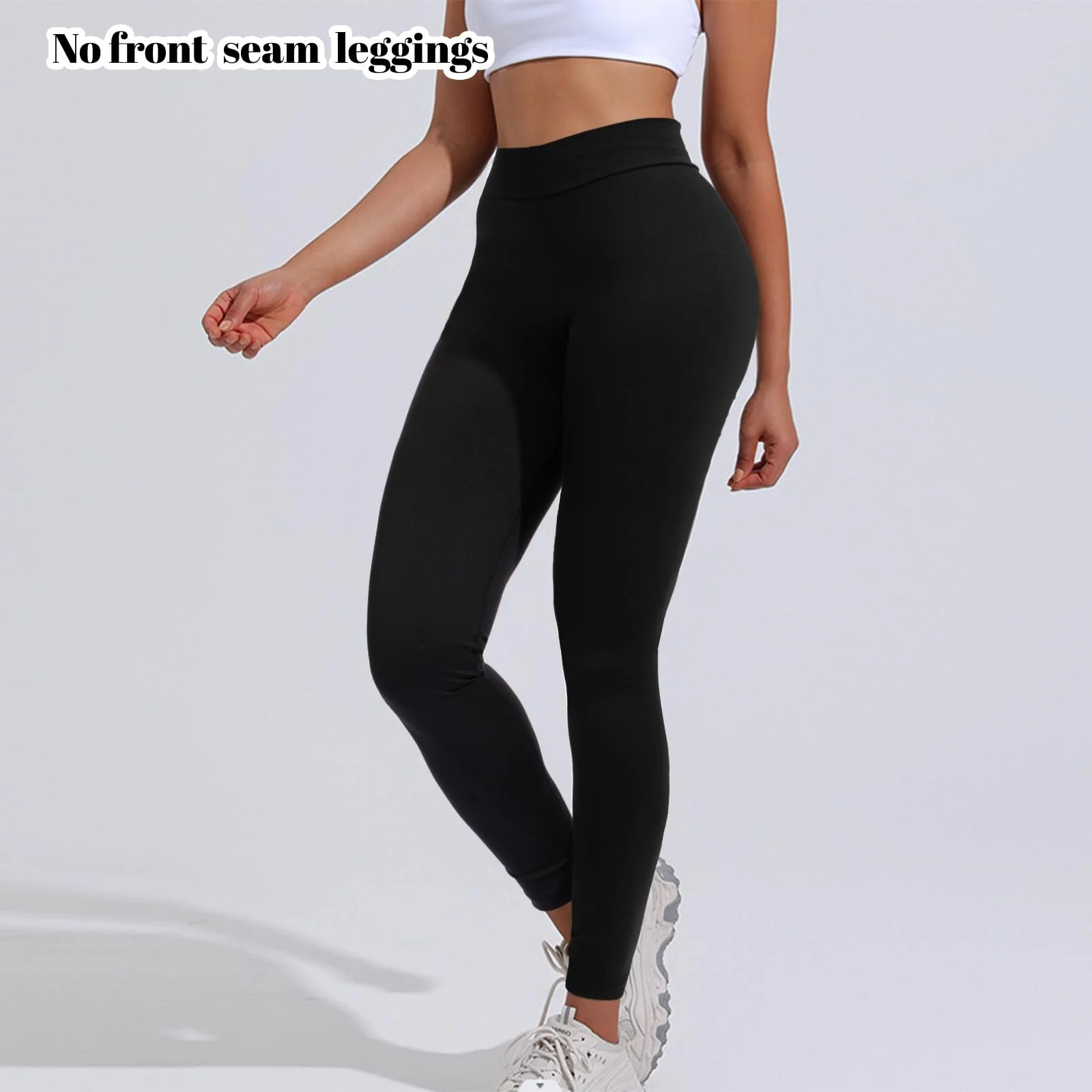 V Back Scrunch Leggings Soft Butt Lifting - Black - Image 3