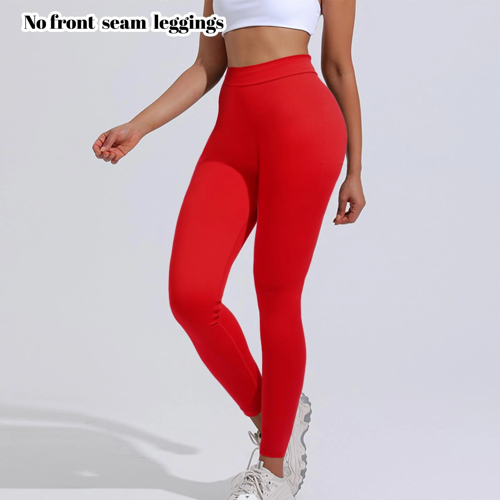 V Back Scrunch Leggings Soft Butt Lifting - Red - Image 3