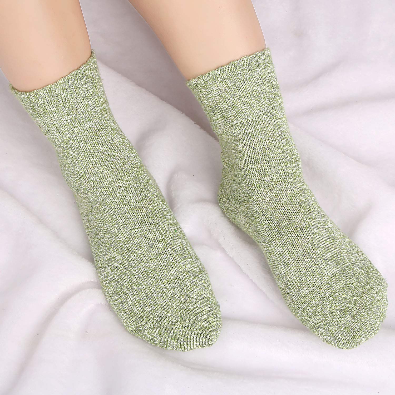Warm Vintage Thick Knit Wool Crew Socks 5 Pack - Image 3