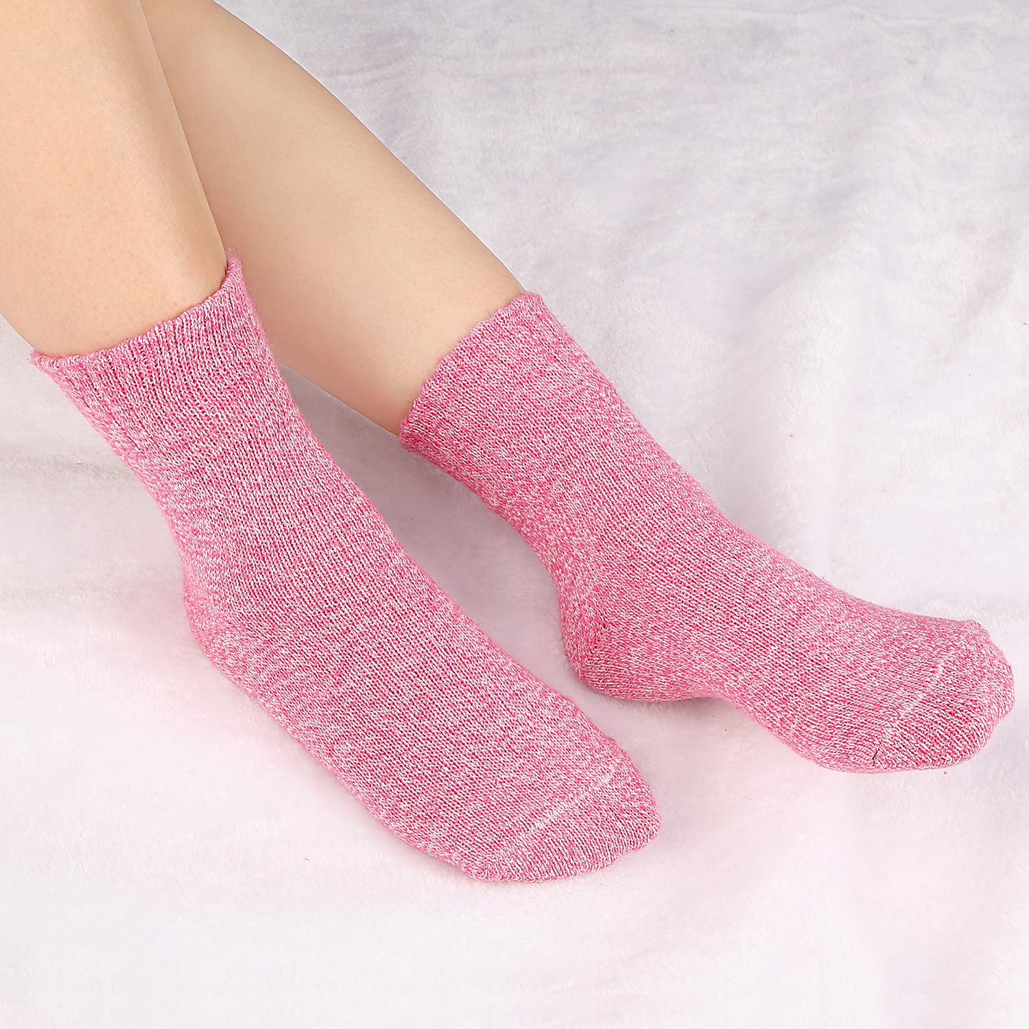 Warm Vintage Thick Knit Wool Crew Socks 5 Pack - Image 5