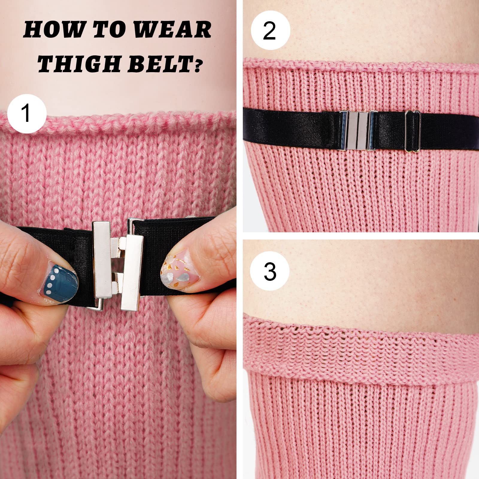 Womens Plus Size Thigh High Socks-Salmon Pink - Image 3