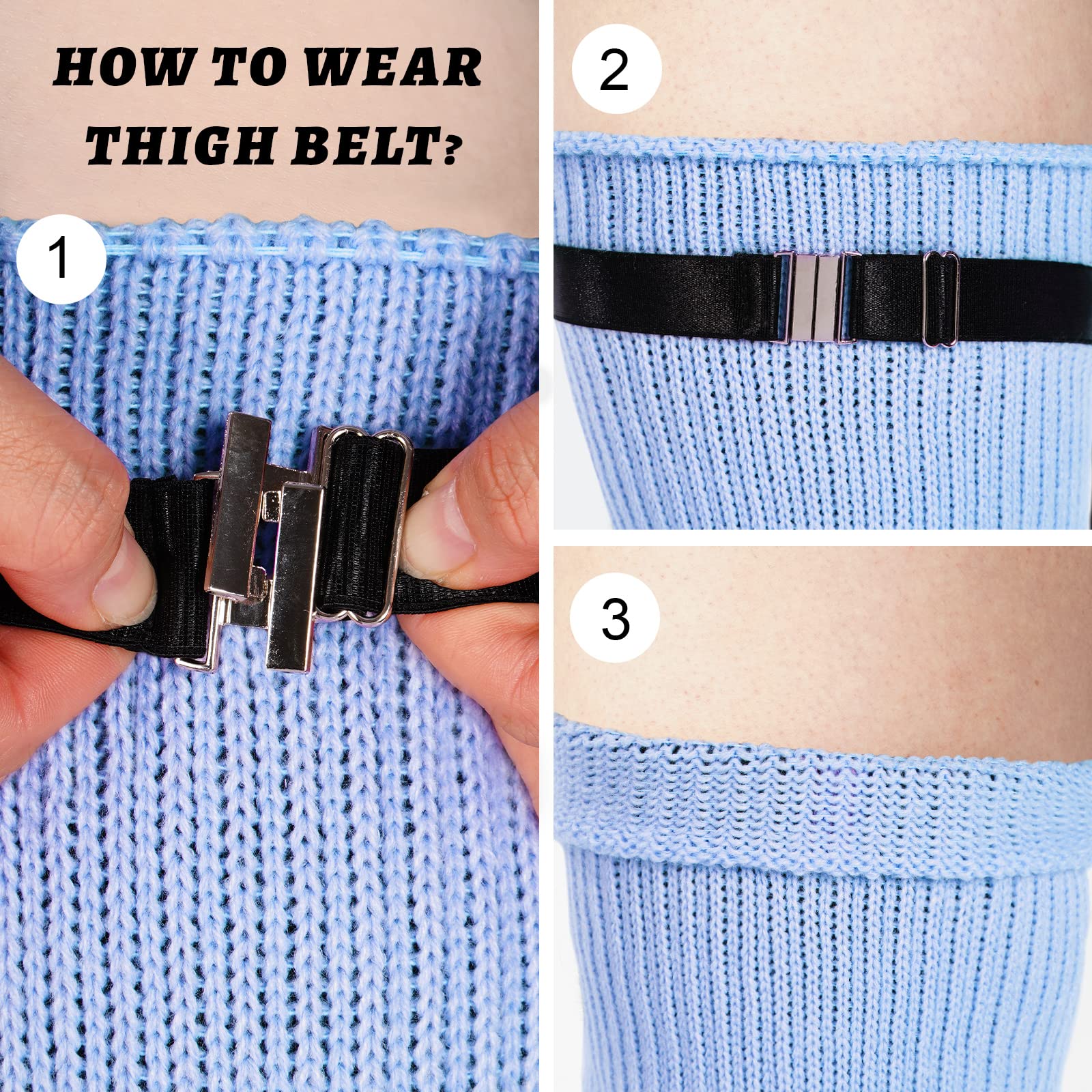 Womens Plus Size Thigh High Socks- Baby Blue - Image 3