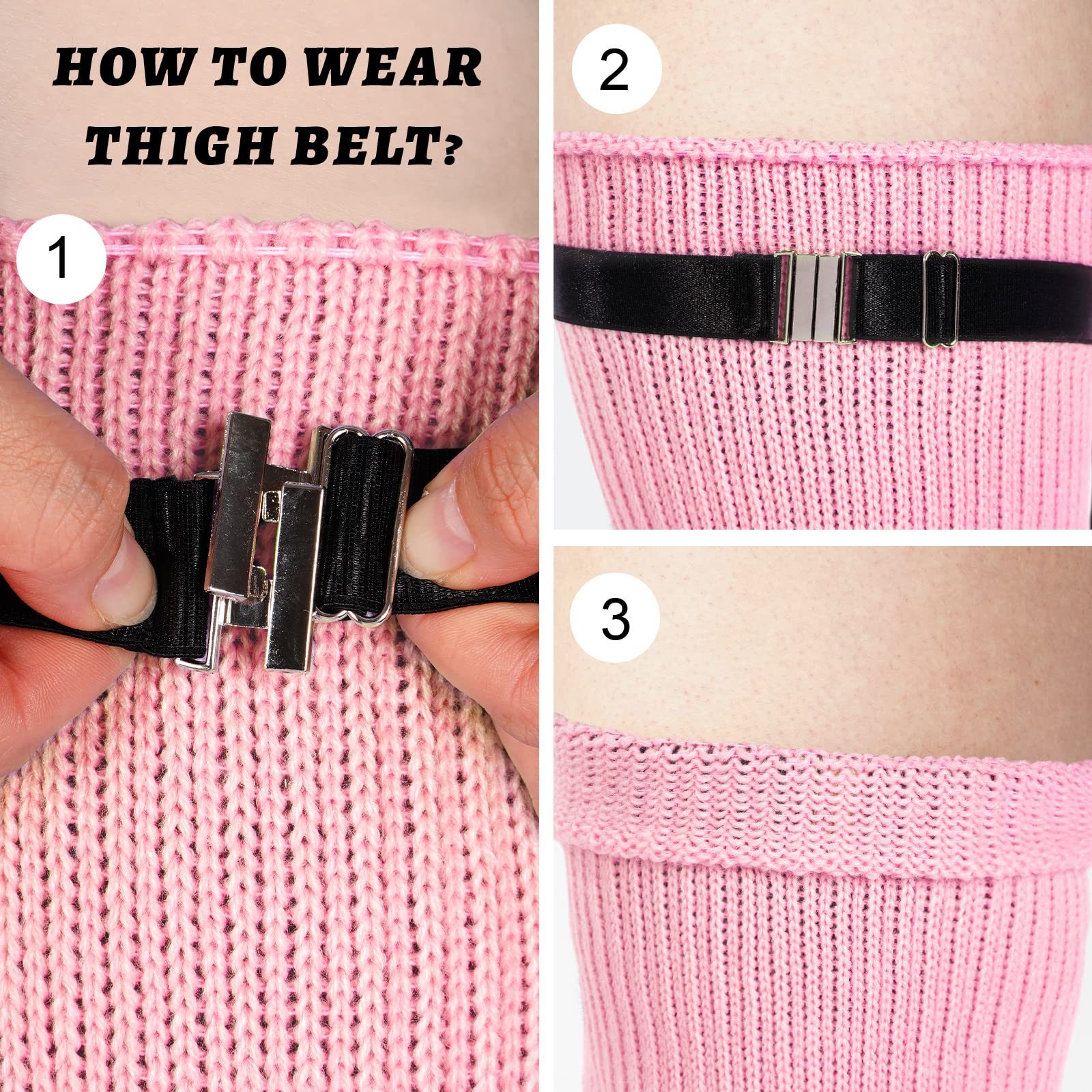 Womens Plus Size Thigh High Socks- Baby Pink - Image 5