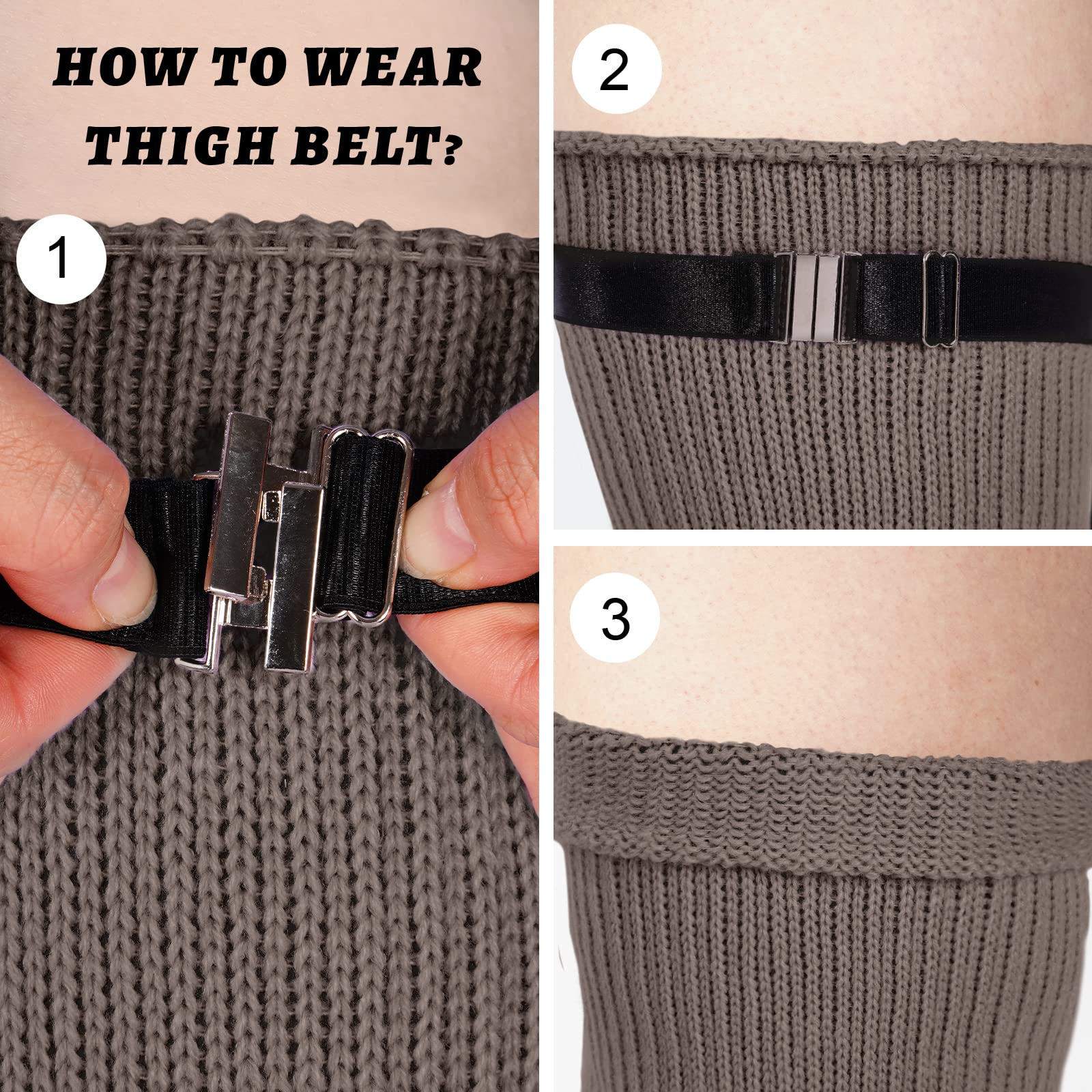 Womens Plus Size Thigh High Socks- Bean Paste - Image 4