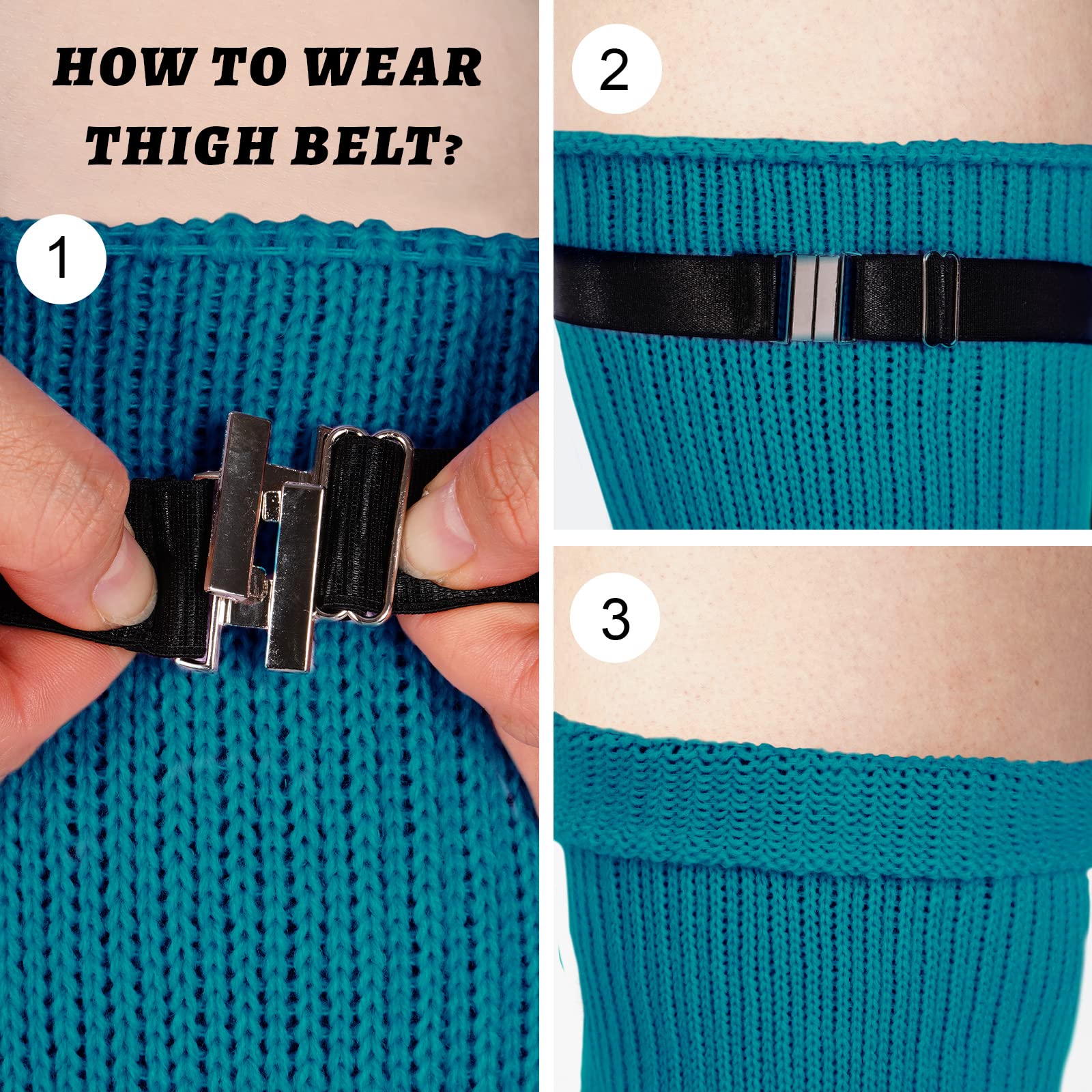 Womens Plus Size Thigh High Socks-  Blue Raspberry - Image 4