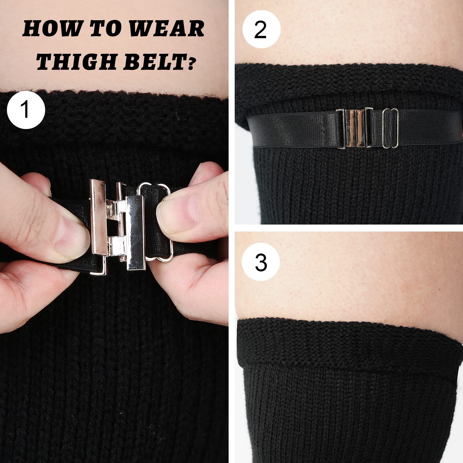 Womens Plus Size Thigh High Socks-Class Black - Image 4