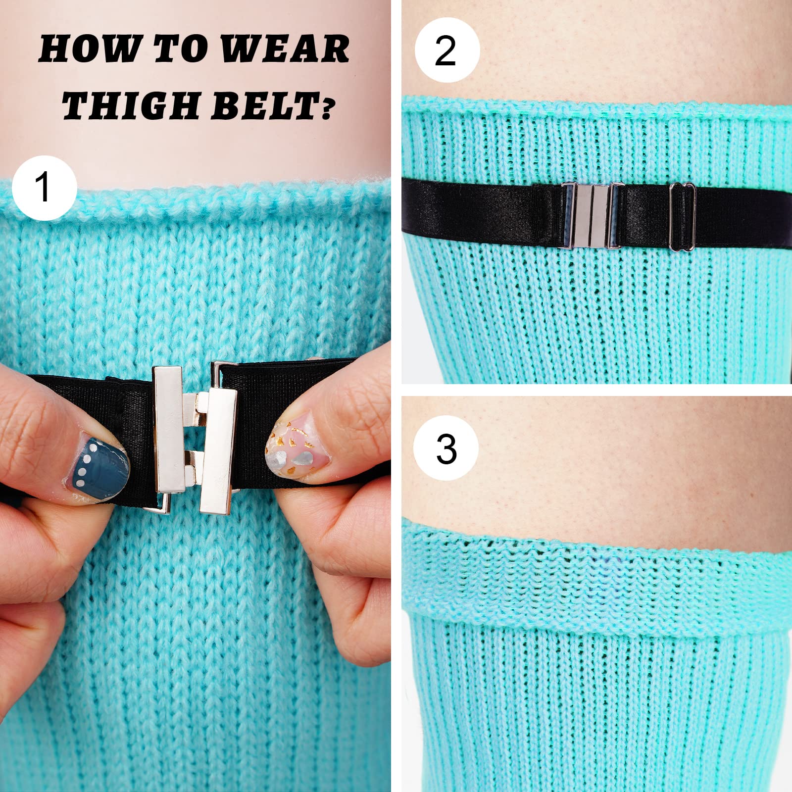 Womens Plus Size Thigh High Socks-Pastel Blue - Image 4