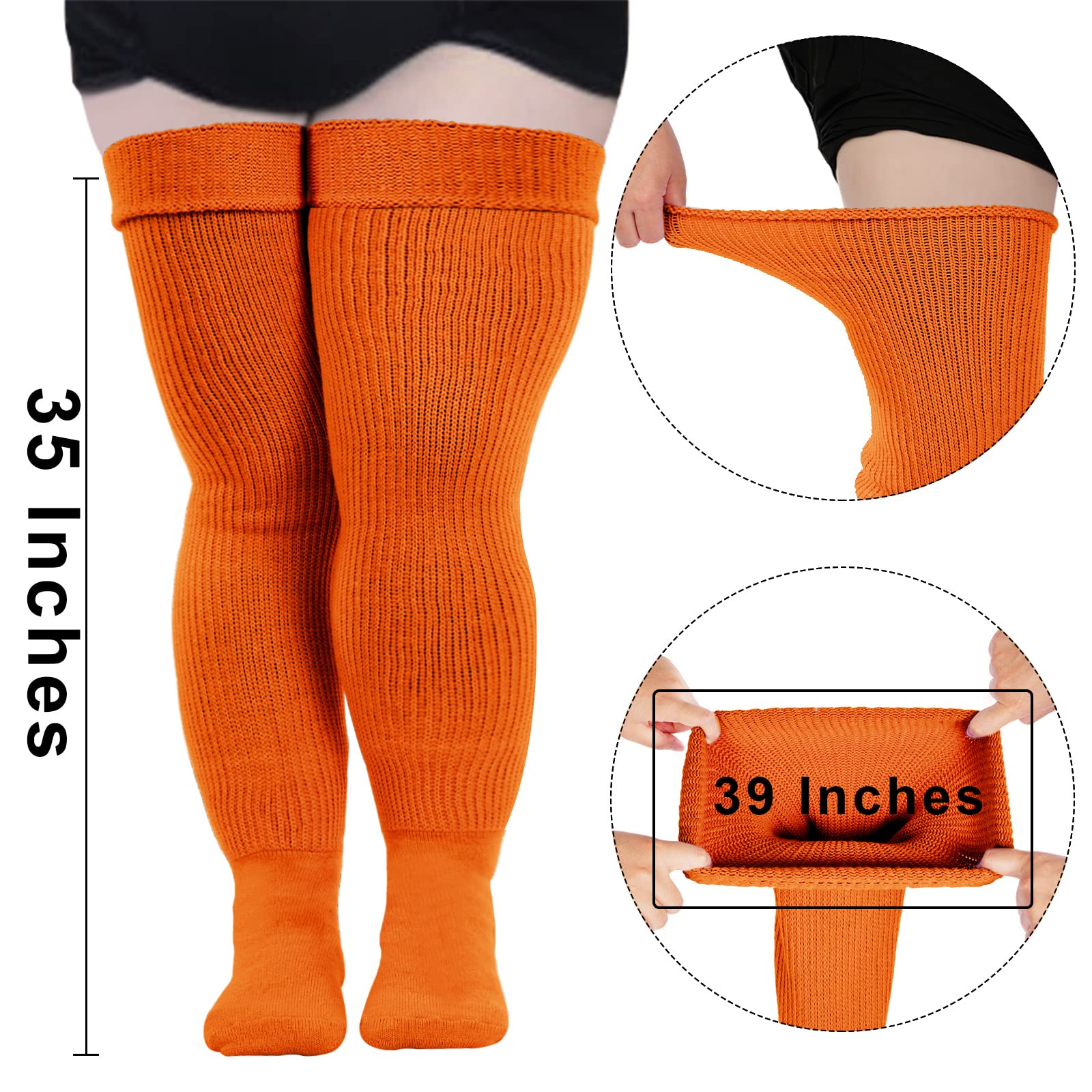 Womens Plus Size Thigh High Socks-Rusty Pumpkin - Image 3