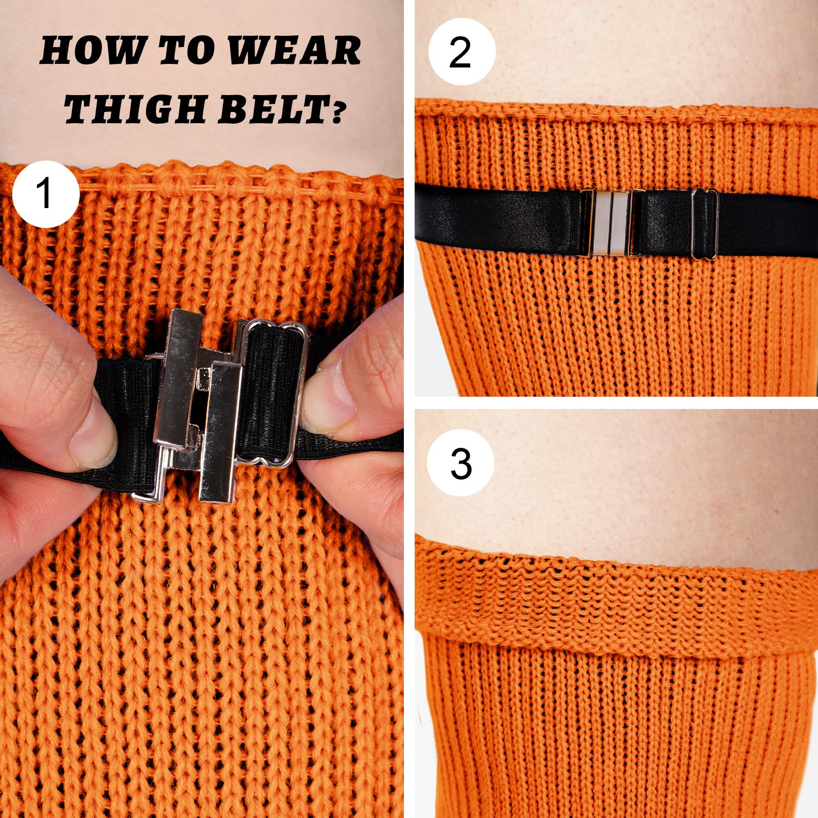 Womens Plus Size Thigh High Socks-Rusty Pumpkin - Image 4