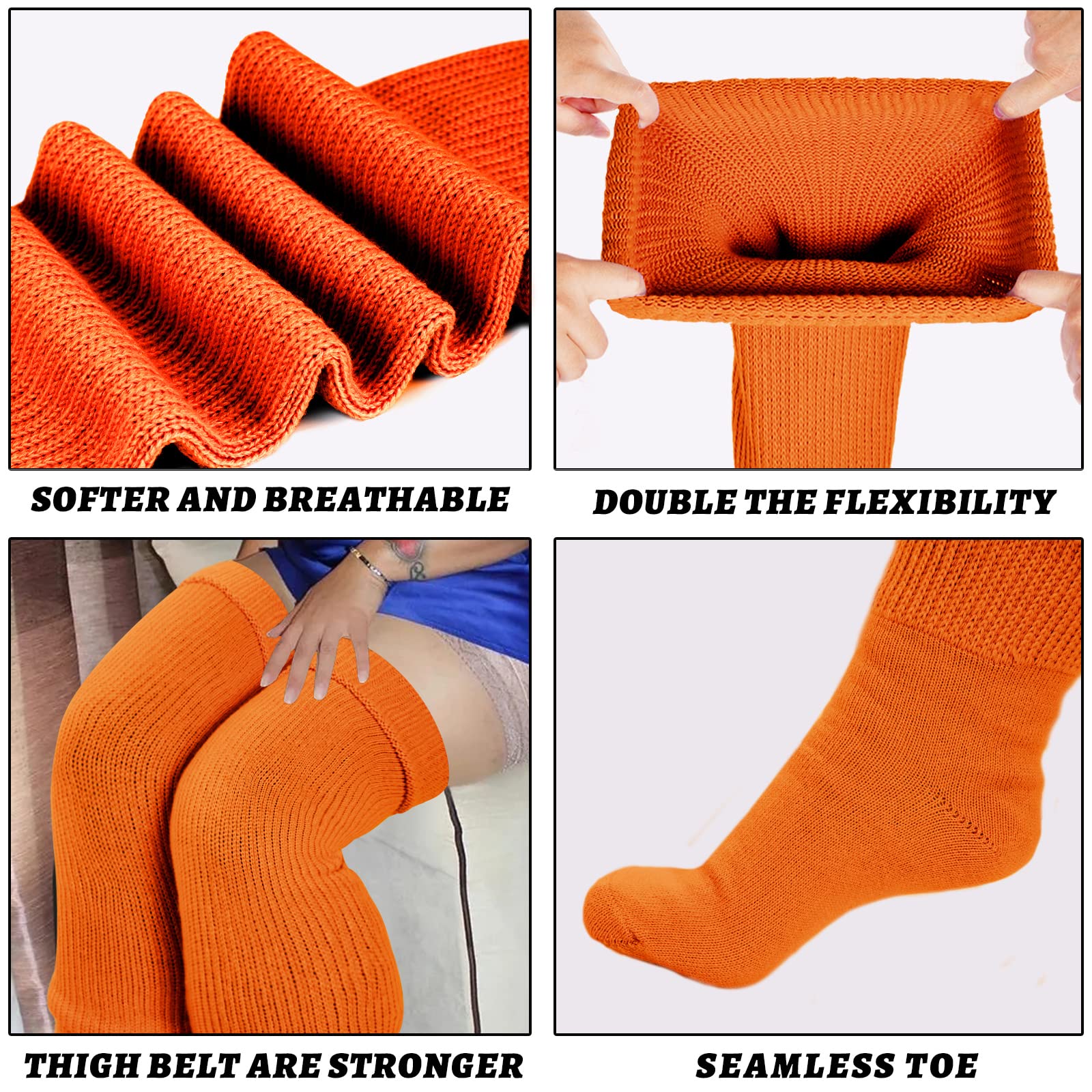 Womens Plus Size Thigh High Socks-Rusty Pumpkin - Image 5