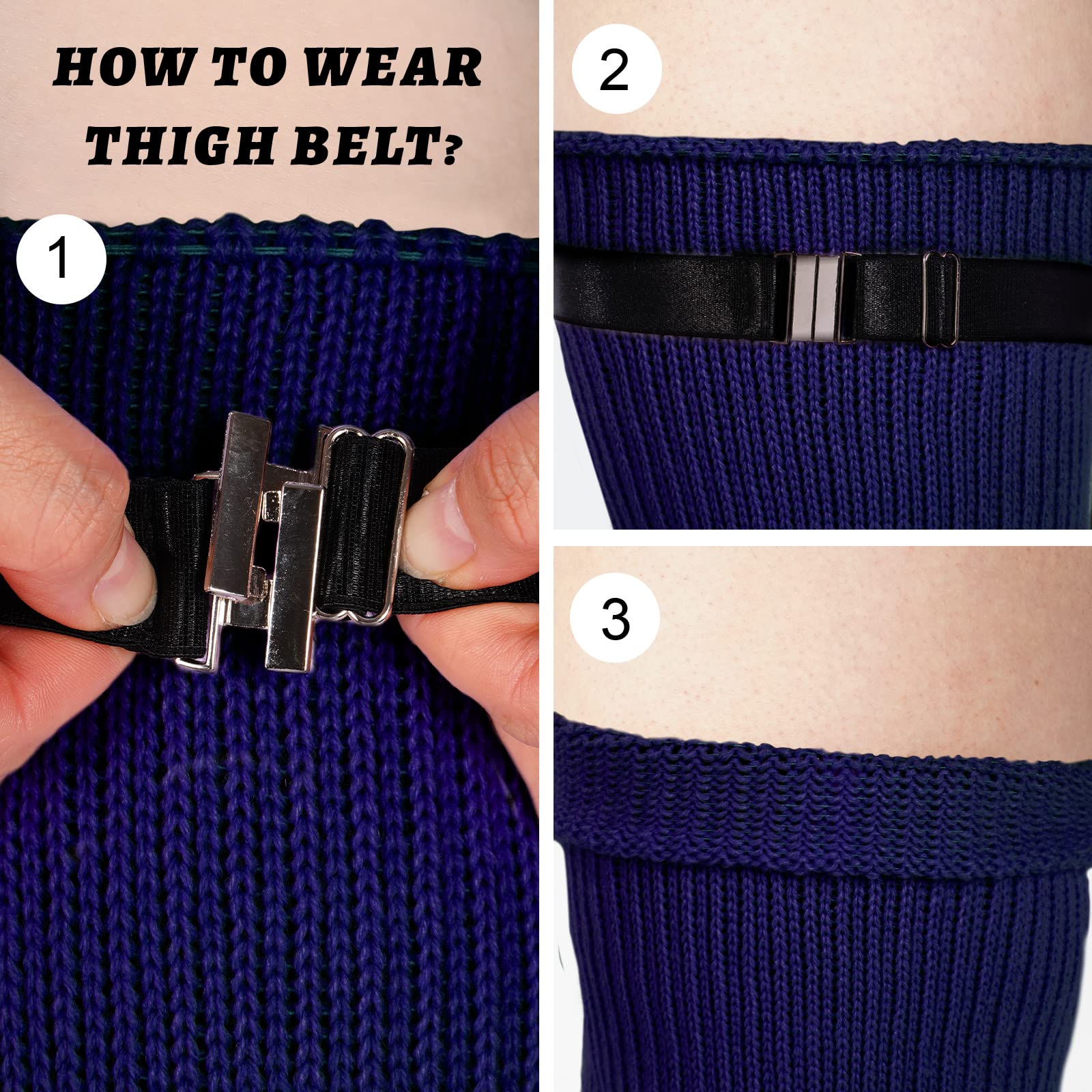 Womens Plus Size Thigh High Socks-Smokey Navy - Image 4