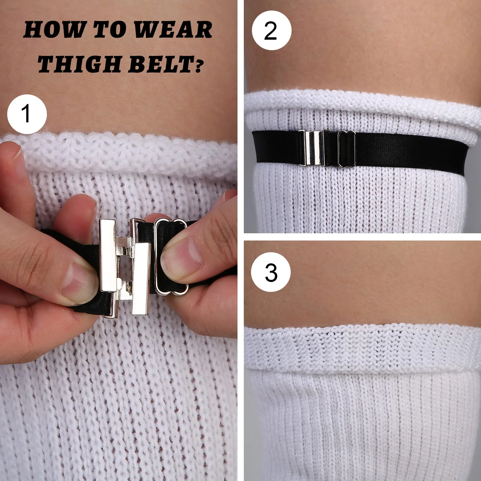 Womens Plus Size Thigh High Socks-Snow White - Image 4